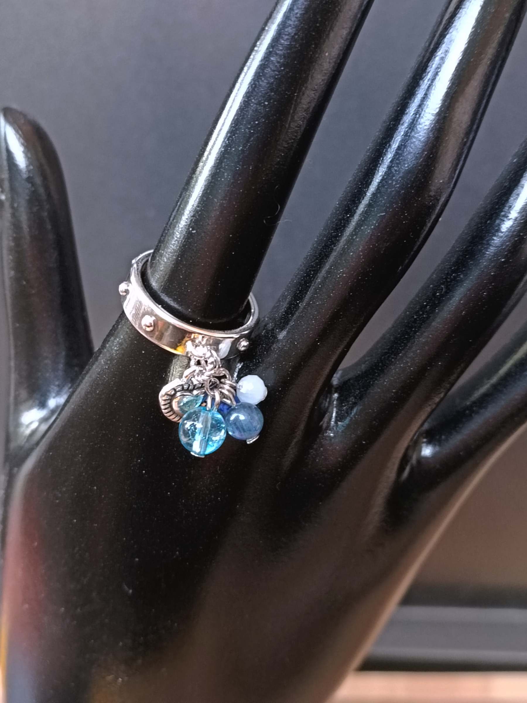 92.5 Sterling Silver "RockMe" Please Ring - แหวนเงินแท้ 92.5 เสริมพลังการสื่อสาร เจรจา (Lapis Lazuli ,Aquamarine ,Blue Topaz)
