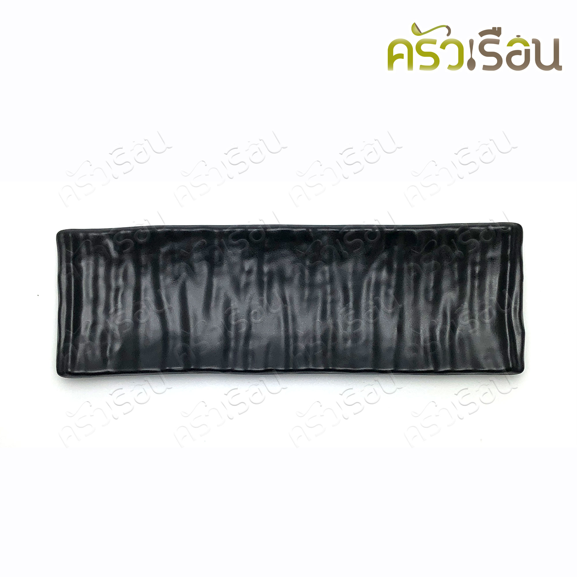 SUMO จานสี่เหลี่ยมผืนผ้า เมลามีน สีดำด้าน ลายคลื่น 9.44 นิ้ว JP535-9.25 จานเมลามีน จานสีดำ จานซูชิ