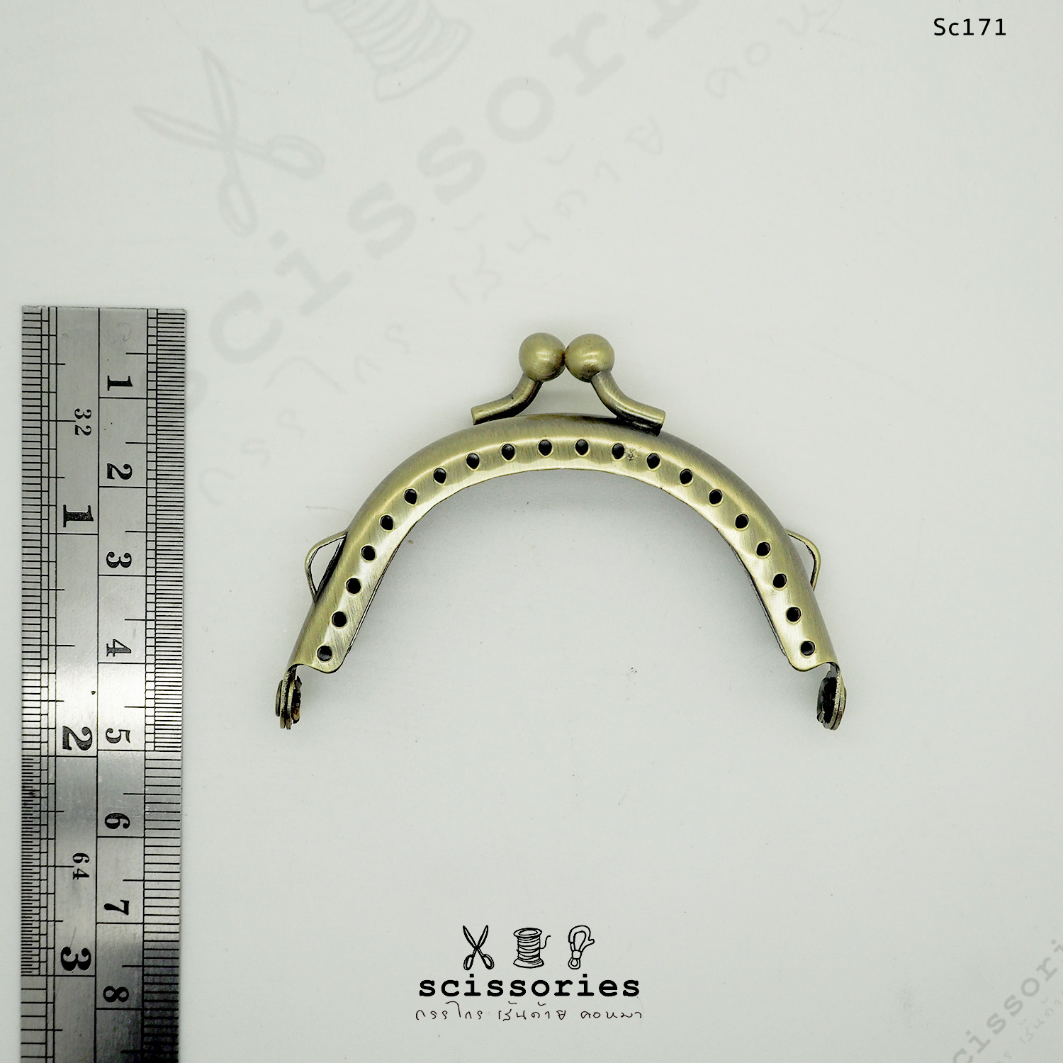 ปากกระเป๋าปิ๊กแป็ก 6 cm แบบฉลุ มีหูข้าง สีเหลืองปัด จำนวน 1 ตัว