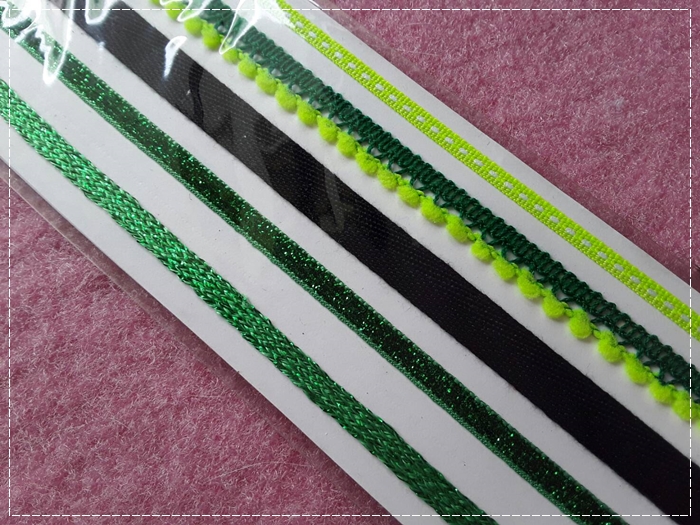 ชุดเทปริบบิ้น Stick Trims โทนสีเขียว