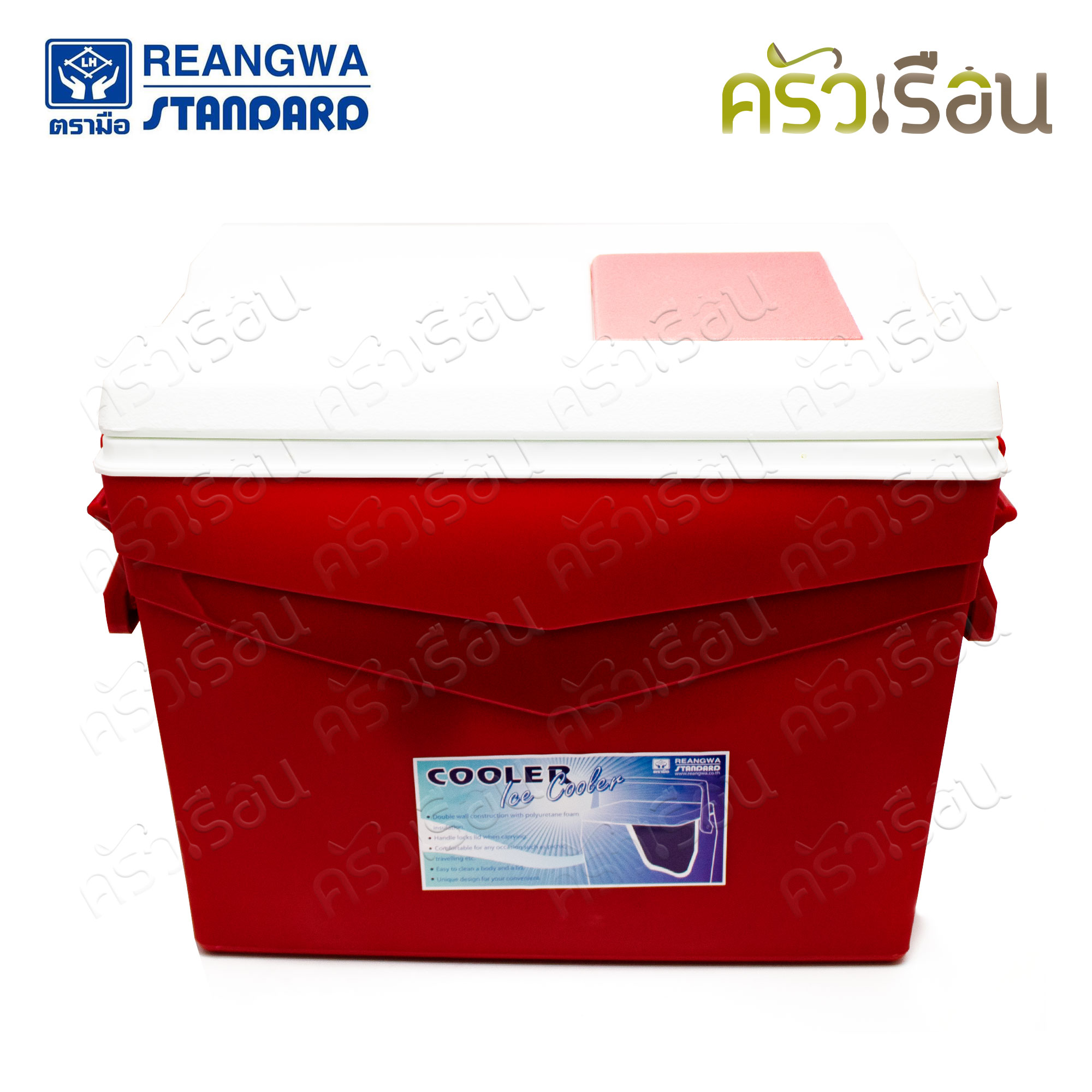 Reangwa Standard กระติก เหลี่ยม สีแดง 32 ลิตร 32.5 x 51.5 x 36.5 ซม. RW3004 ถังแช่ กระติกน้ำแข็ง Hot and Cold Insulated Cooler Snow Bank