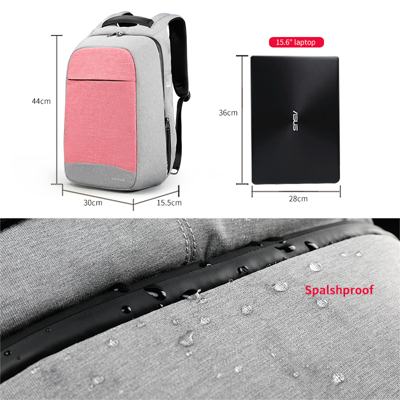 กระเป๋าโน๊ตบุ๊ค กระเป๋าเป้ TIGERNU รุ่น STEEL T-B3335 สีเทา