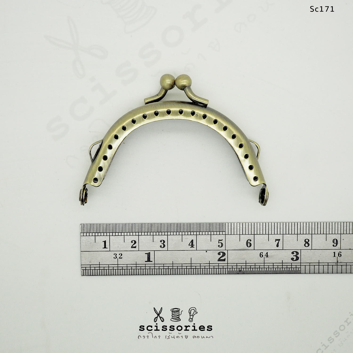 ปากกระเป๋าปิ๊กแป็ก 6 cm แบบฉลุ มีหูข้าง สีเหลืองปัด จำนวน 1 ตัว