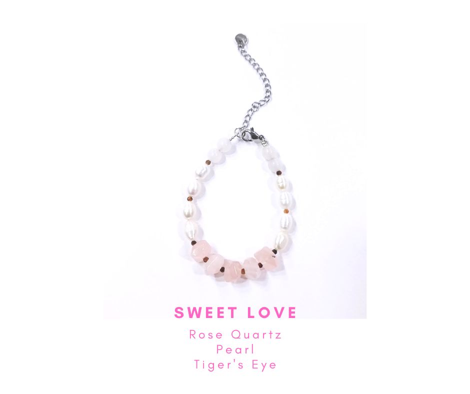 สร้อยข้อมือหินแท้ Rose Quartz +Pearl Bracelet (Self-Love, Unconditional Love)