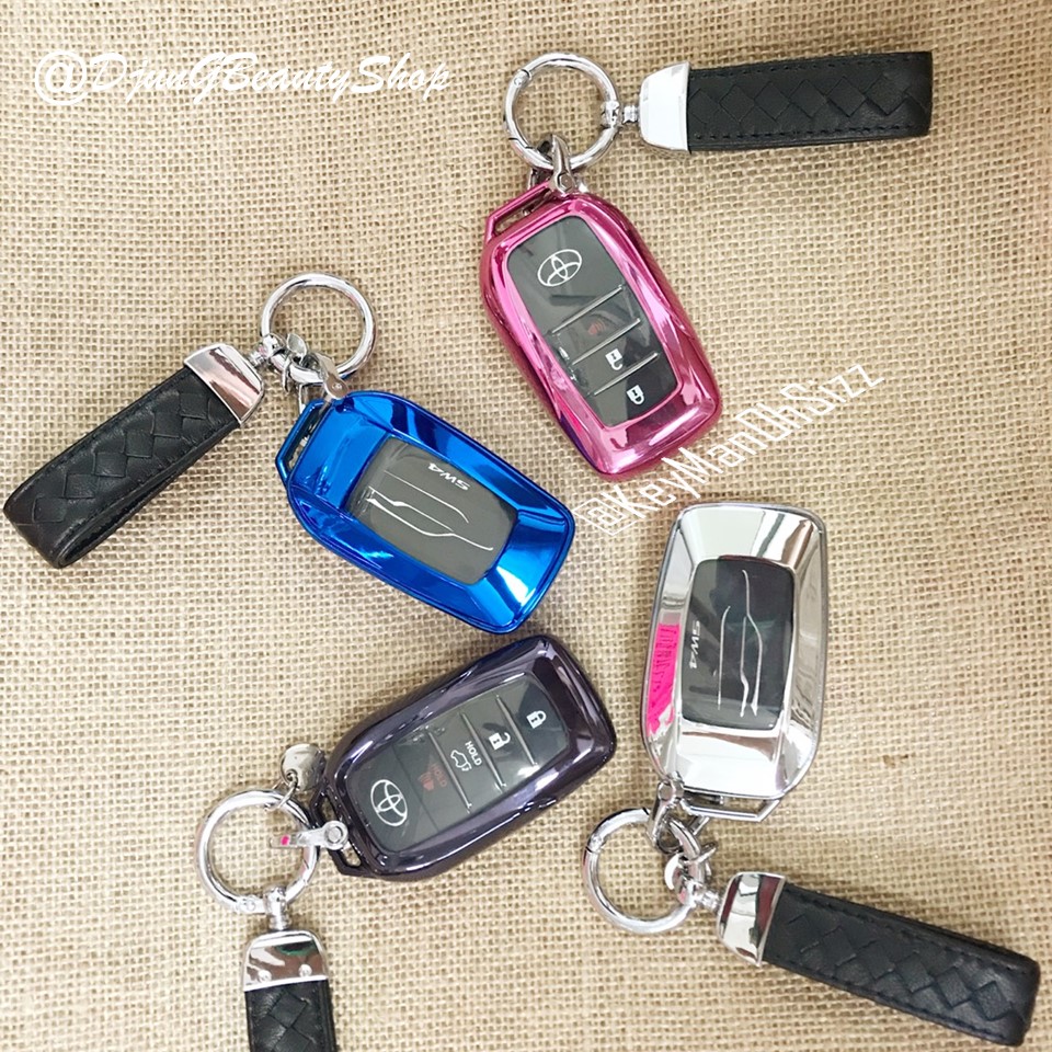 เคสรีโมทรถยนต์ Toyota Fortuner GR Legender ฝาหน้าปุ่มใสและหลังใสเห็นโลโก้ (TPU Key Cover with PC Transparent Push button Guard) Toyota Key Sets Model Alphard, Vellfire, Camry 2015-18, RAV4 , All New Toyota Fortuner TRD, Toyota Hilux Revo Rocco Smart Key