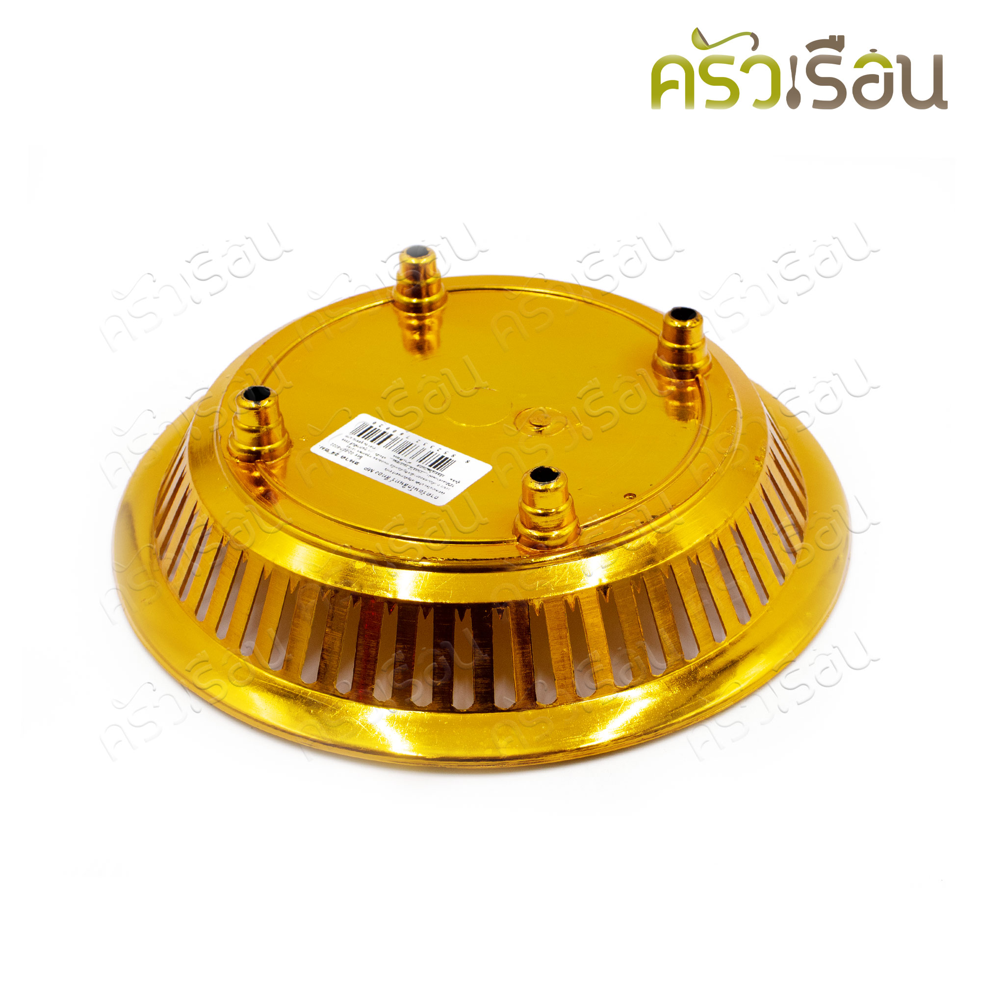 Home brand Plastic round tray, gold color, 24 cm. Rattanakosin worship tray, Thai pattern tray