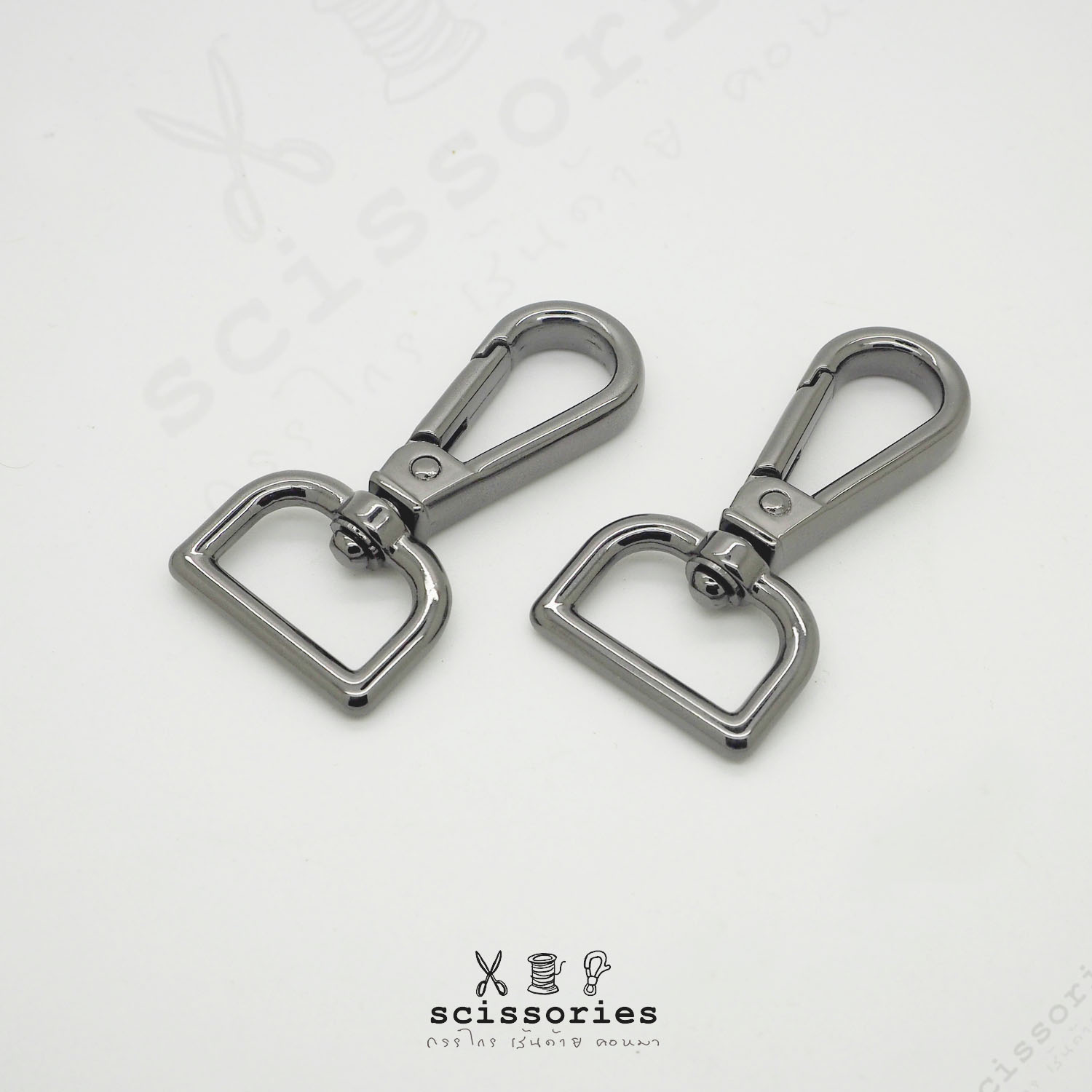 คอหมาเกี่ยว 2cm สีดำเมทาลิค 2 ตัว