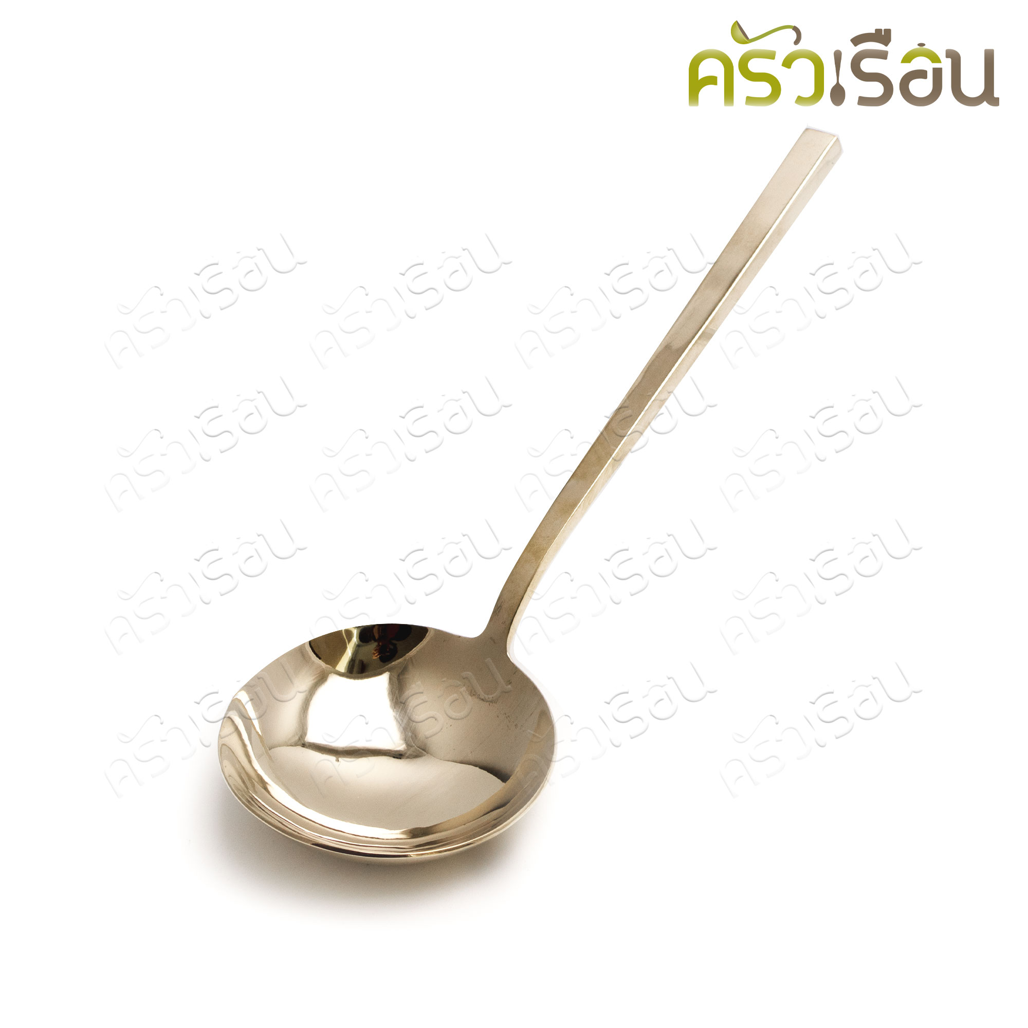 BRASS ช้อนซุป หน้าใหญ่ / ช้อนเสิร์ฟ ทองเหลืองแท้ ด้ามเรียบ 6.5 x 19 ซม. Brass Spoon ช้อนทองเหลือง ทัพพีซุป