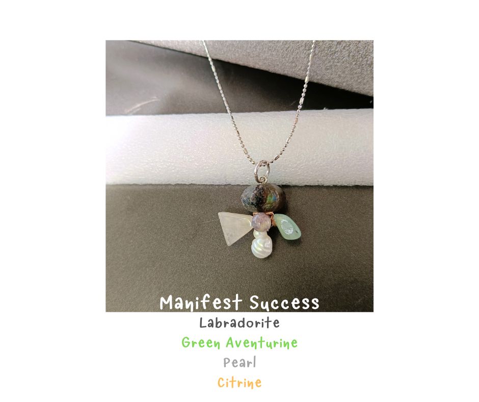 สร้อยจี้หินแท้ Labradorite Pendant Necklace (เสริมการเงิน เติมPositive Energy)