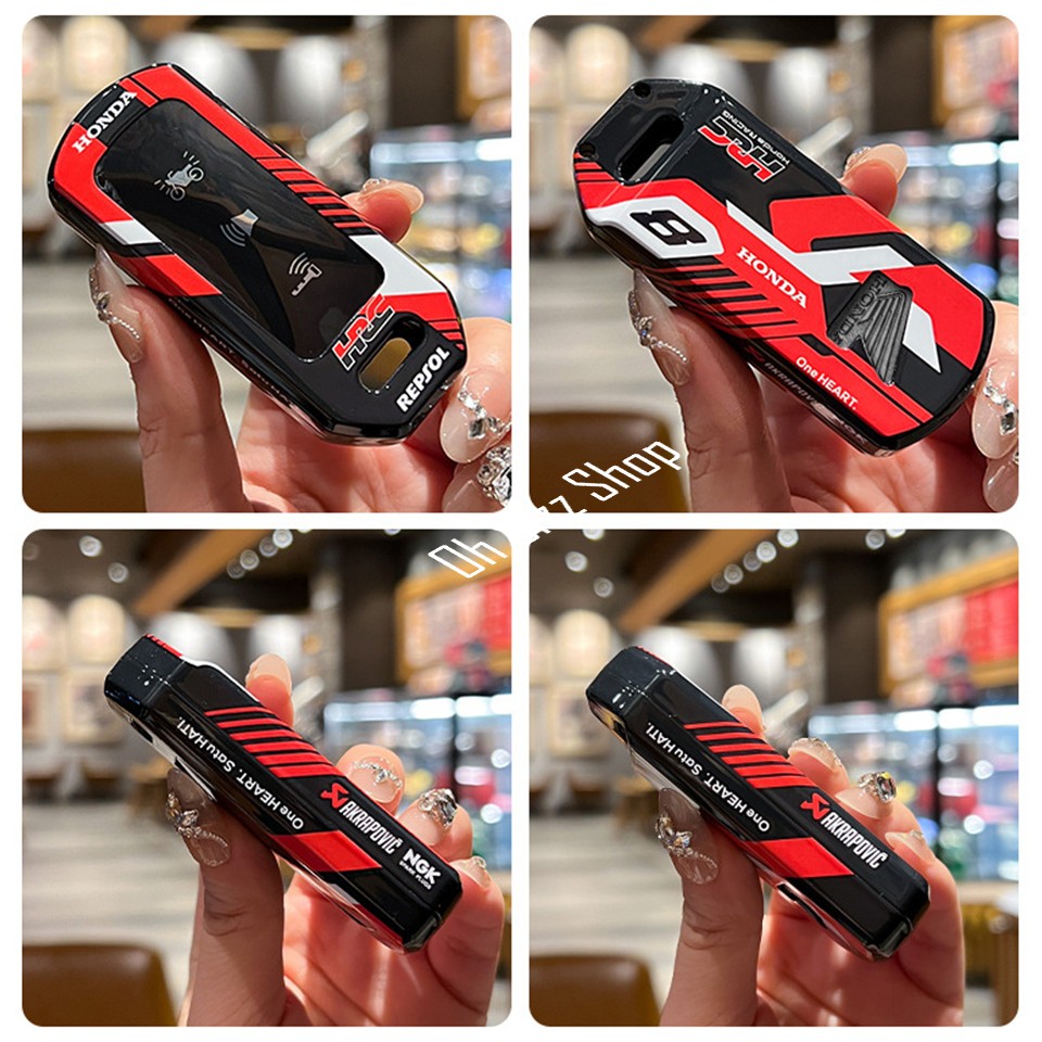 เคสรีโมทมอเตอร์ Honda All New PCX 160 2025 ลาย Sport ด้านในกันกระแทกปิดปุ่ม TPU ดำ กดได้ (Sport Key ABS Key Cover with push button Guard 360)