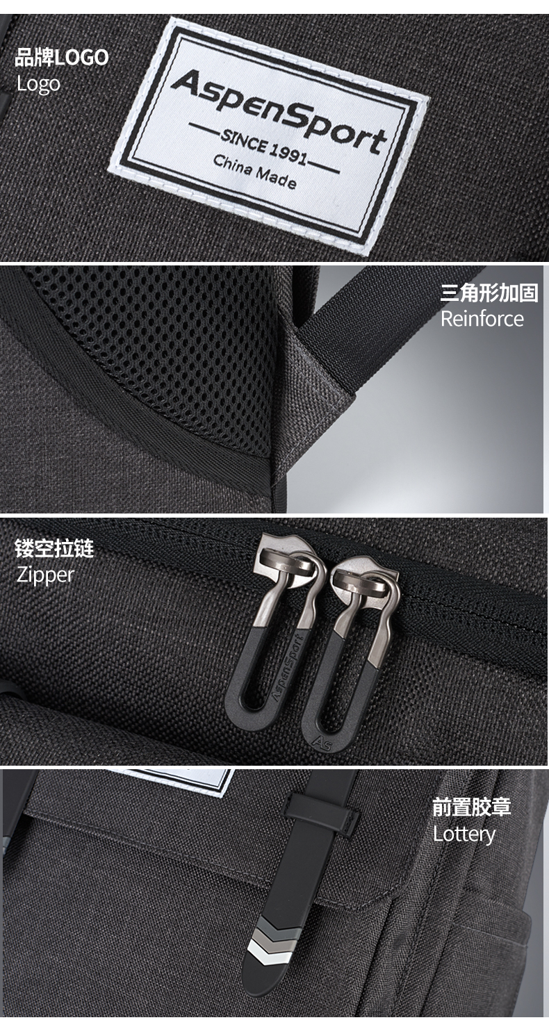 AspenSport Backpack Laptop กระเป๋าสะพายหลัง กระเป๋าโน๊ตบุ๊ค 14-16 นิ้ว กระเป๋าเดินทาง รุ่น AS-B79 ขนาด สีดำ