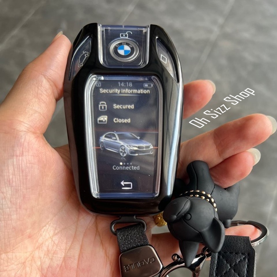 เคสโลหะรีโมทรถบีเอ็มดับเบิ้ลยู BMW LCD Screen 2022 New Design แบบ 2 ชั้น (Double-Layer Metal Aluminum Alloy Key Cover with transparent push button Guard 360) BMW Key Case 7 Series 740 , 6 Series GT Car, Smart New 5 Series 530i x3 LCD Screen Car Key Case ป
