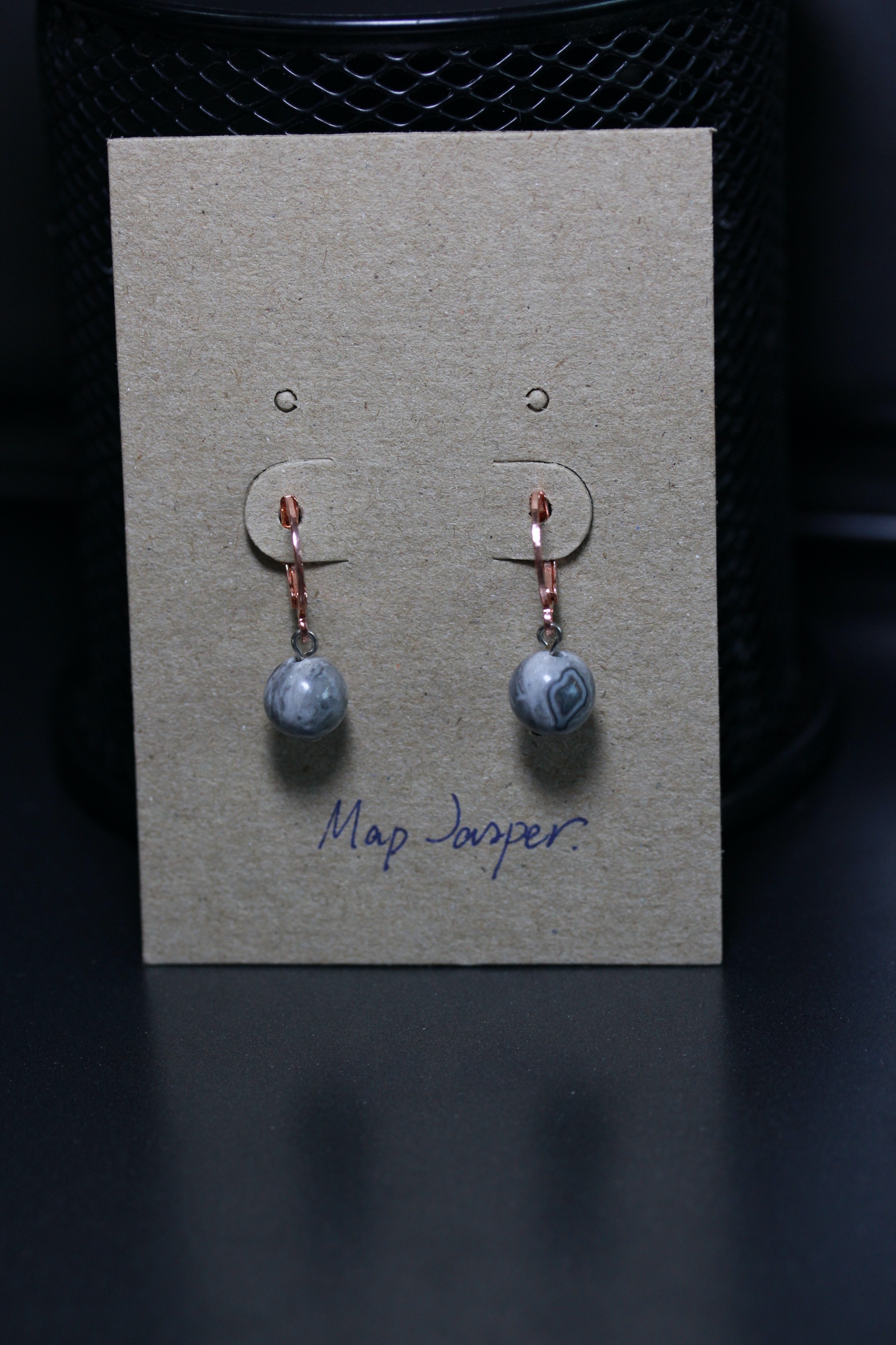 ต่างหูหินแท้ "The Pink"Map Jasper Earring (Self-Love)