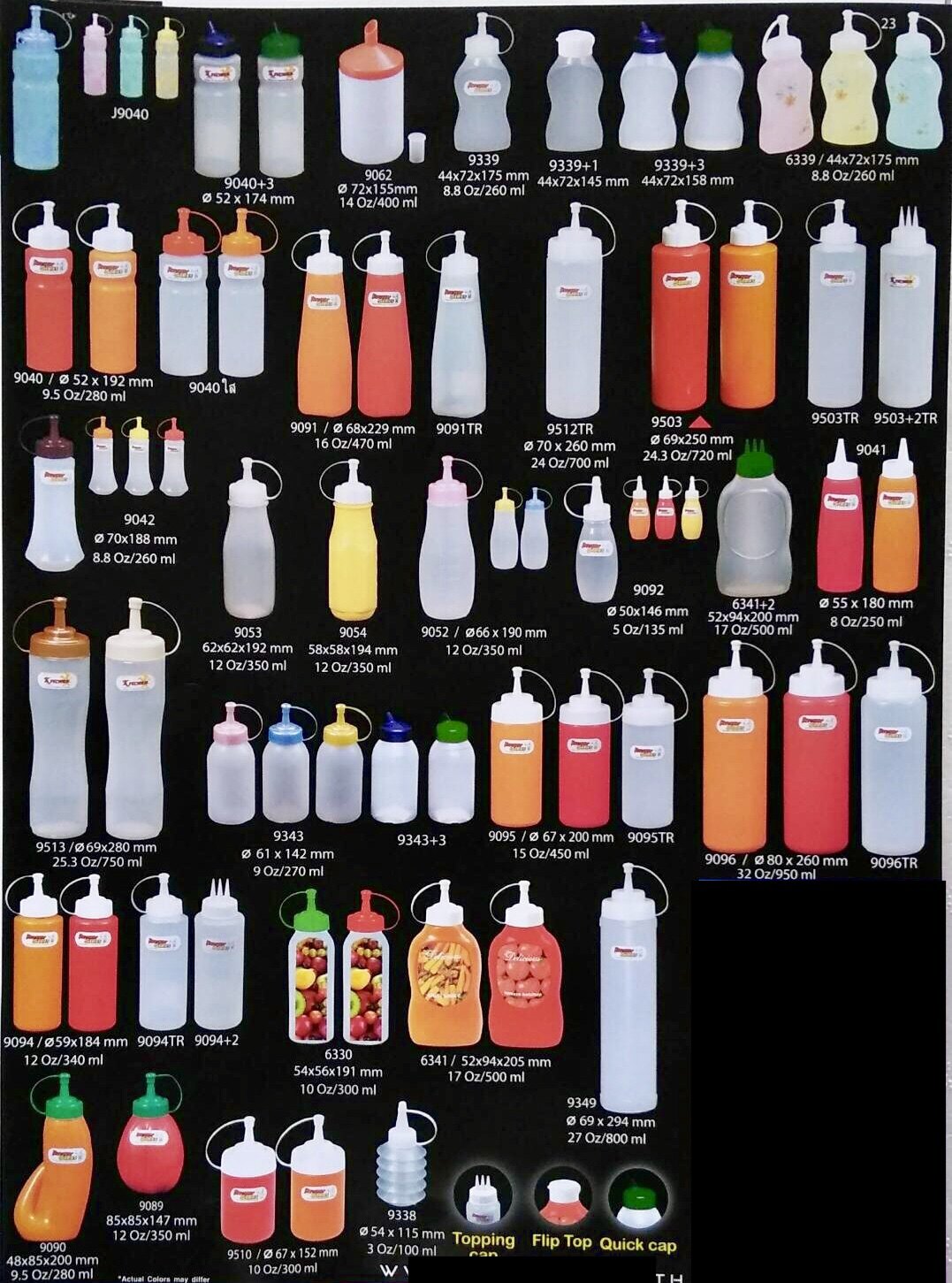 Reangwa Standard ขวดบีบ พลาสติก RW9513 ฝาคละสี น้ำตาลหรือสีครีม 25 ออนซ์ / 750 ml. 6.9 x 28 ซม. ขวดบีบซอส ขวดนมข้น ขวดบีบนมข้นคอกว้าง SQUEEZER BOTTLE