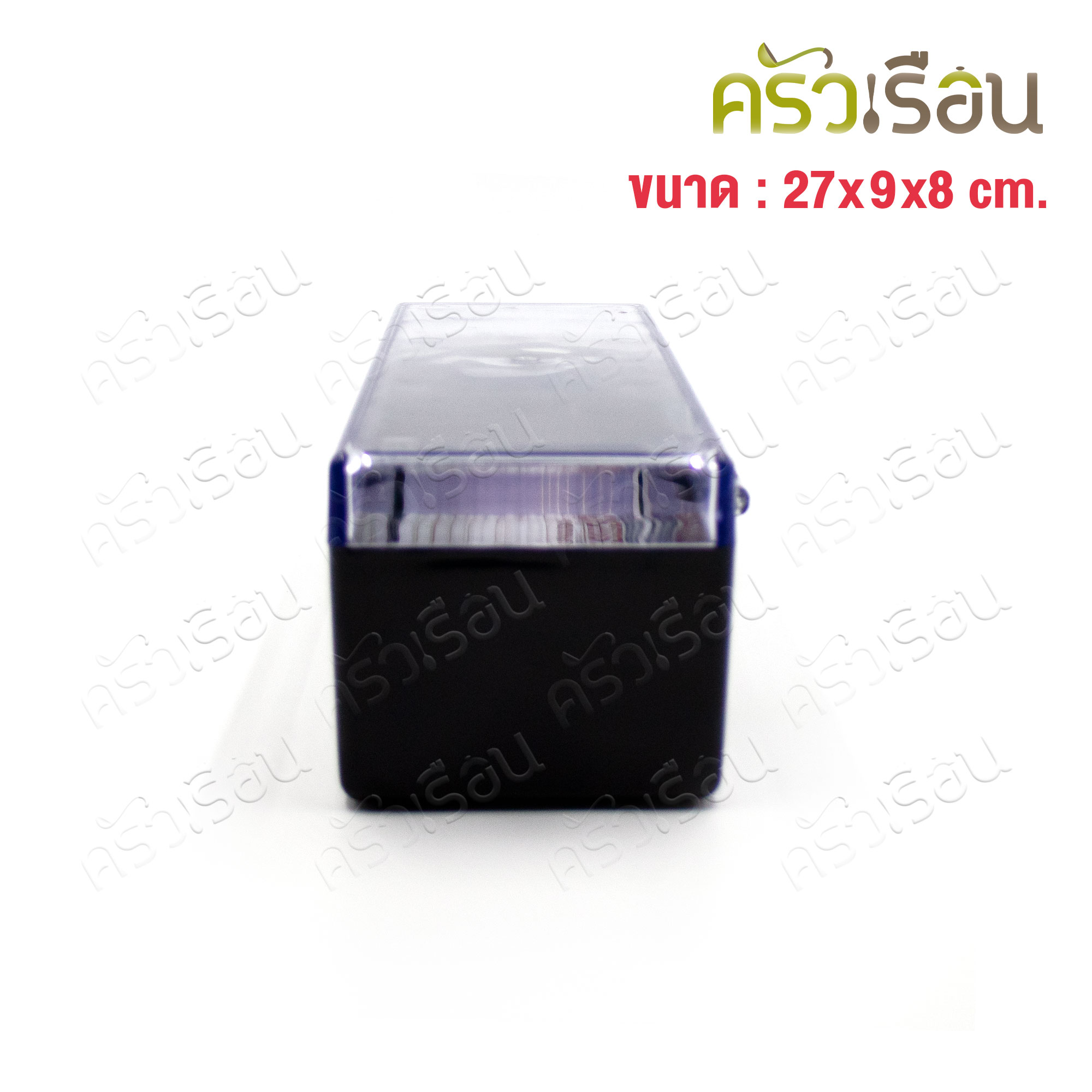 TOP กล่องตะเกียบ พลาสติก ABS สีดำ, ฝาพลาสติกใส PS, 27 x 9 x 8 cm. CBC10.5 กล่องใส่ช้อน