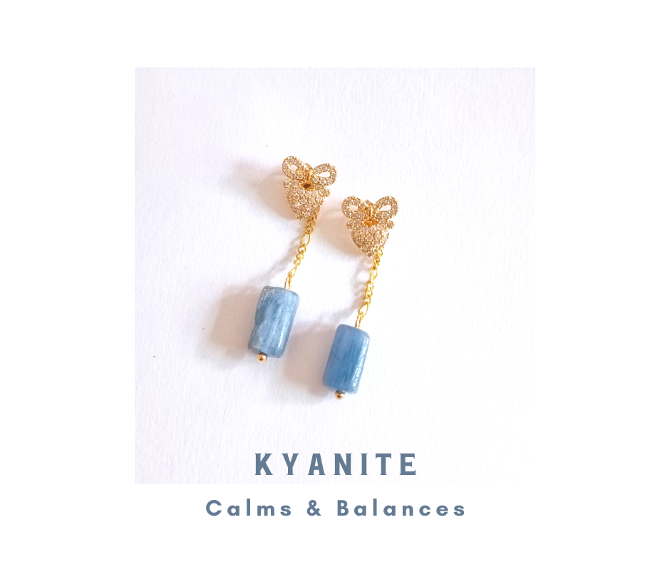 ต่างหูหินแท้ "18K" Kyanite Earring (Calms & Balances)