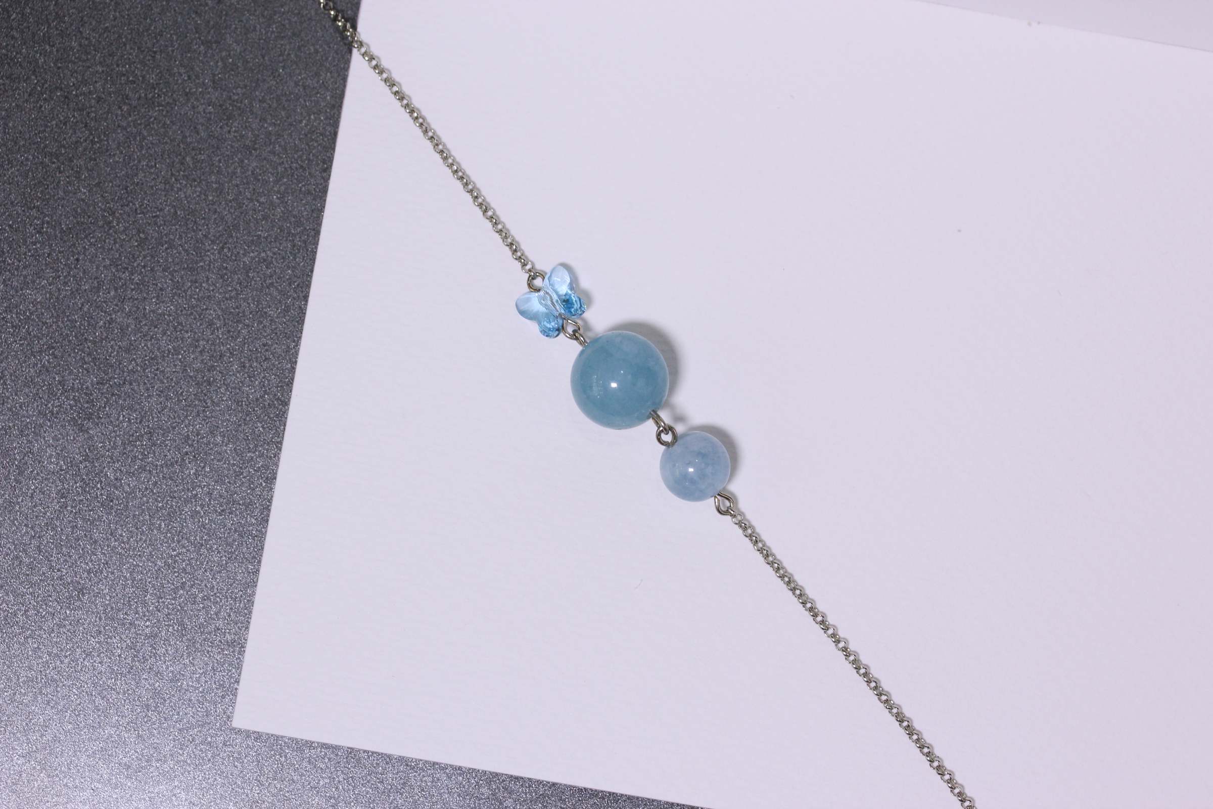 สร้อยข้อมือหินแท้ "Mini" Speak Up Bracelet (Aquamarine) เสริมการพูด ความอดทน ใจเย็น