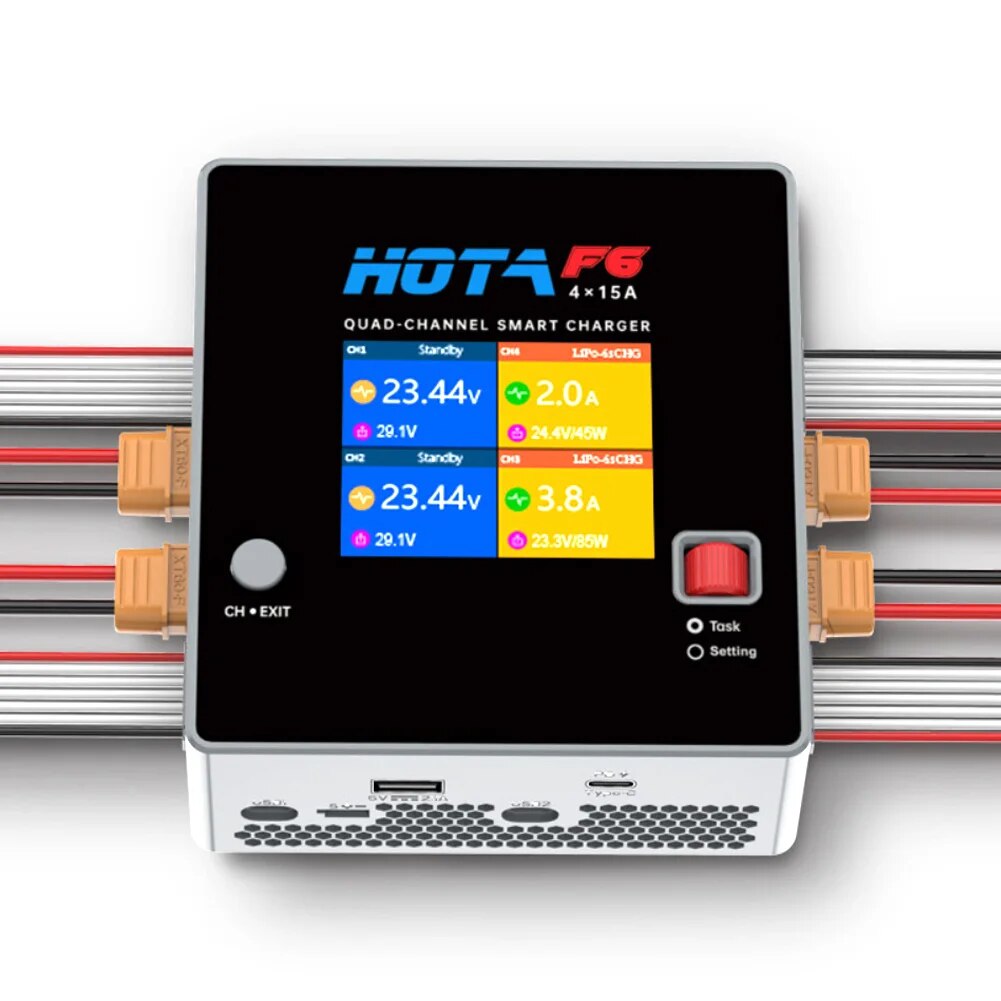 F6 Hota 1000W 250Wx4 15Ax4 Lipo LiIon NiMH LiPo แบตเตอรี่ USB-A Type-C สำหรับโดรน แล็ปท็อป แท็บเล็ต อุปกรณ์โดรน Drone