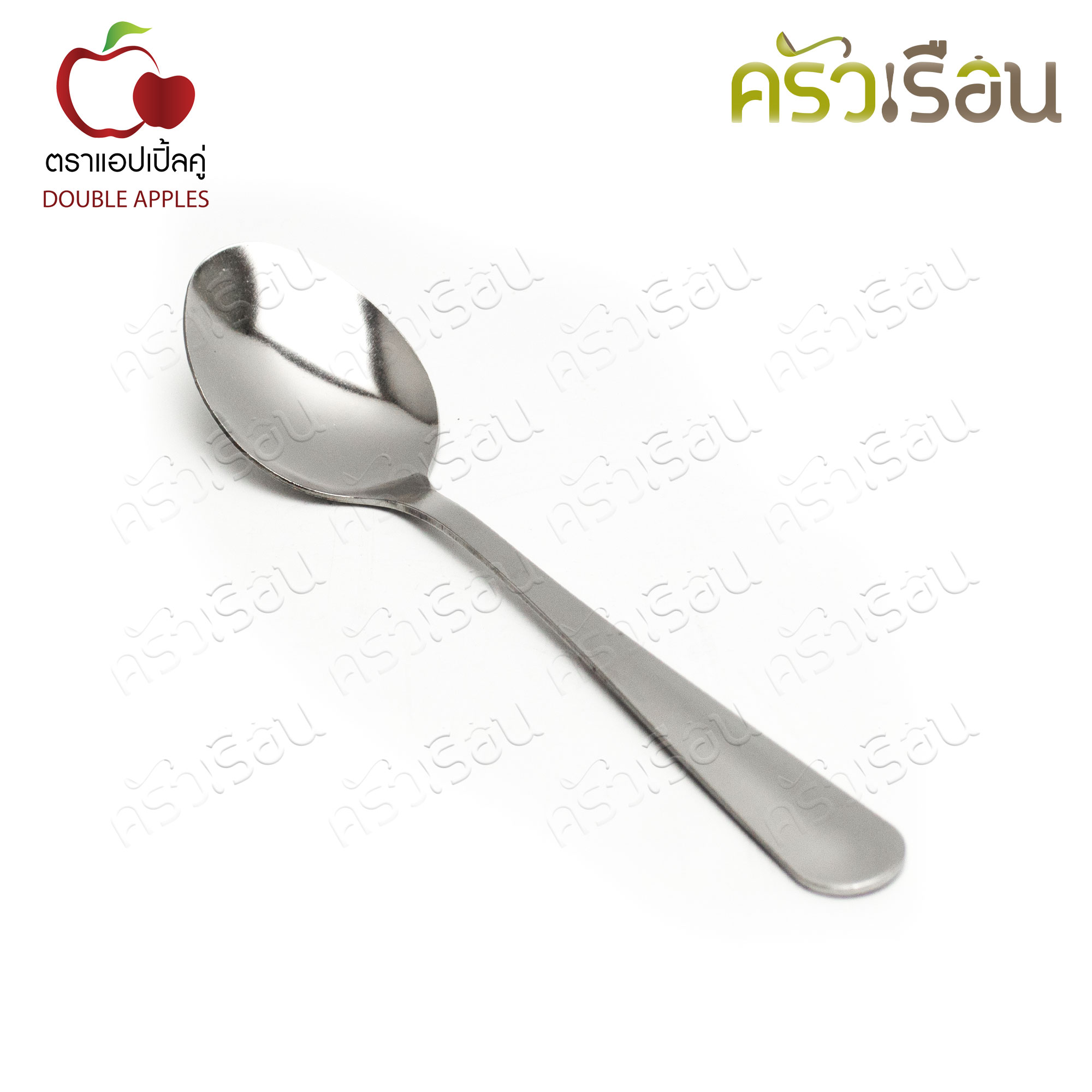Double Apples ช้อน สเตนเลส 19 x 4.4 ซม. [ เฉพาะช้อน 12 คัน ลายมน ] อย่างหนา 2 มม. ตราแอปเปิ้ลคู่ ช้อนยาว ช้อนข้าว