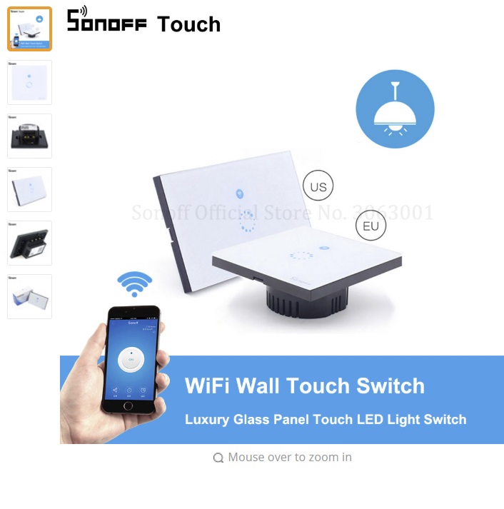 Sonoff Touch EU US Plug Wifi Wall Touch Light Switch Glass Touch Panel Lamp Bulbs LED Lights Switch Works With Alexa Google Home