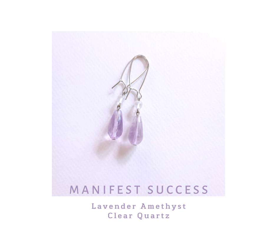 ต่างหูหินแท้ "Flow" Lavender Amethyst Earring (ดึงดูดโชคลาภ ปกป้องจากพลังงานลบ)