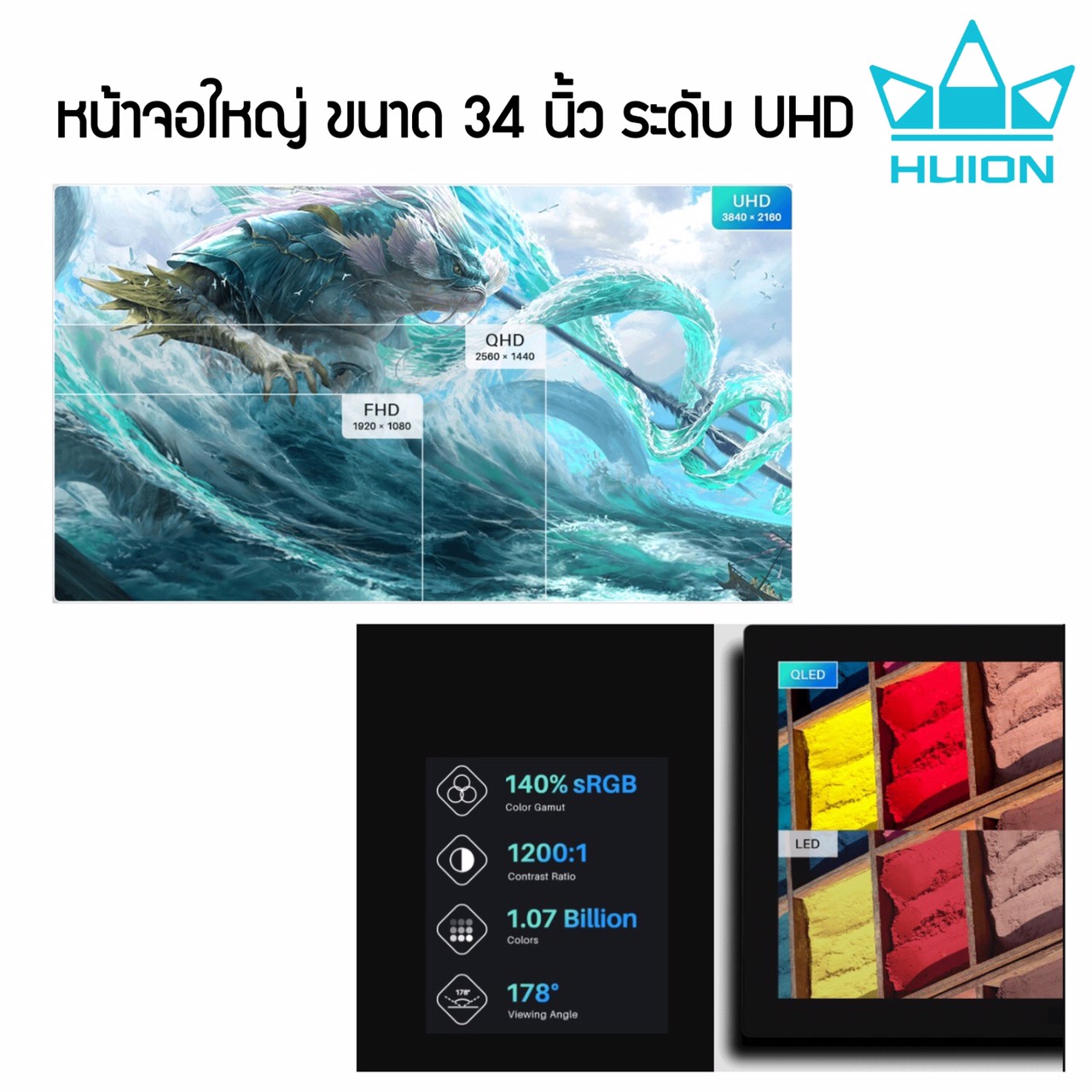Huion พร้อมส่ง PenDisplay Kamvas24Pro(4K)(ประกัน2ปี-มีศูนย์ไทย)เมาส์ปากกาพร้อมหน้าจอสำหรับวาดภาพ Kamvas 24 Pro (4K)