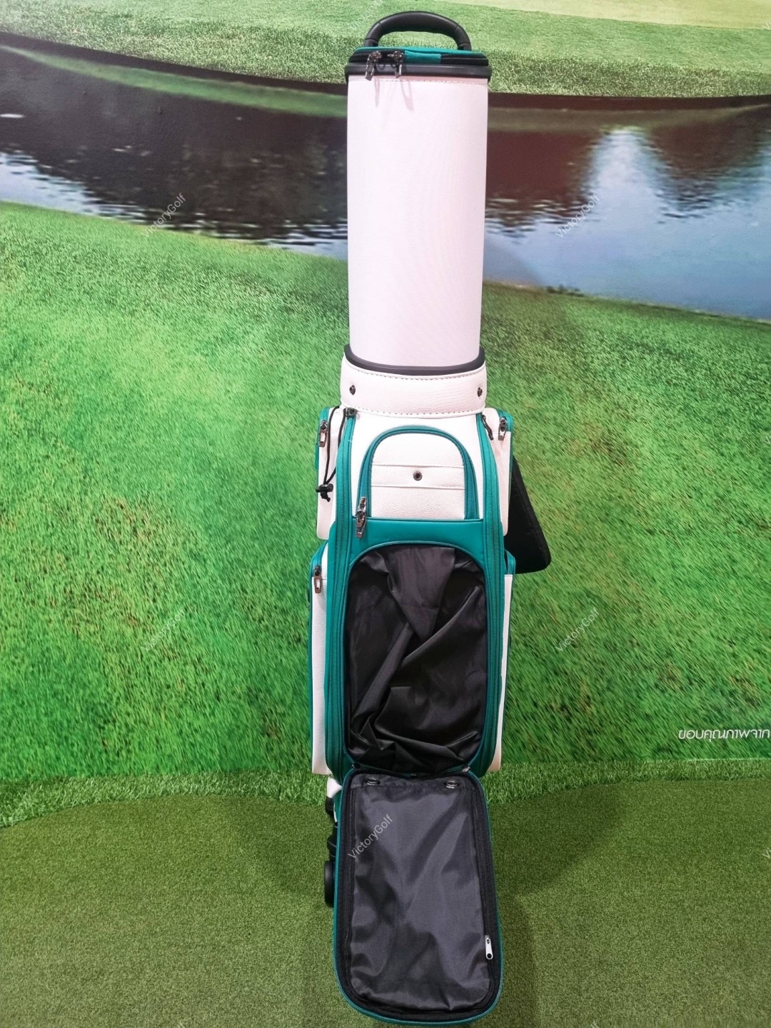 (Genuine) Golf Bag Travel BOYEA One (New version) 4 wheels สีเขียวเข้ม-ขาว *Free Cover Protector
