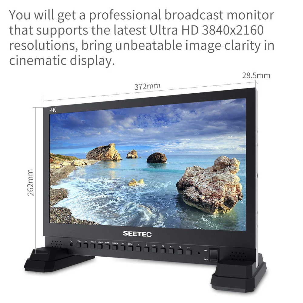 SEETEC 4K156-9HSD จอภาพ 15.6 นิ้ว 4K UHD สำหรับ Director และ Broadcast พร้อม 3G-SDI และ 4x HDMI Multi-Input Quad Display