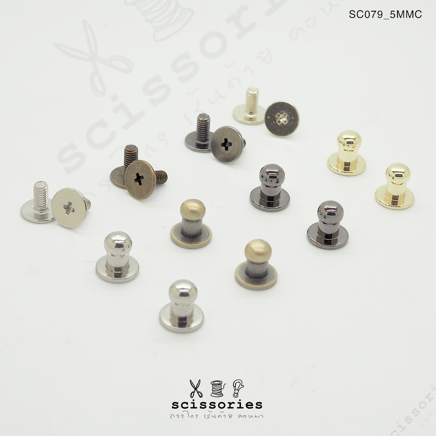 ตุ่มเก๊ะน็อตเกลียว 5mm สีทอง/2ตัว