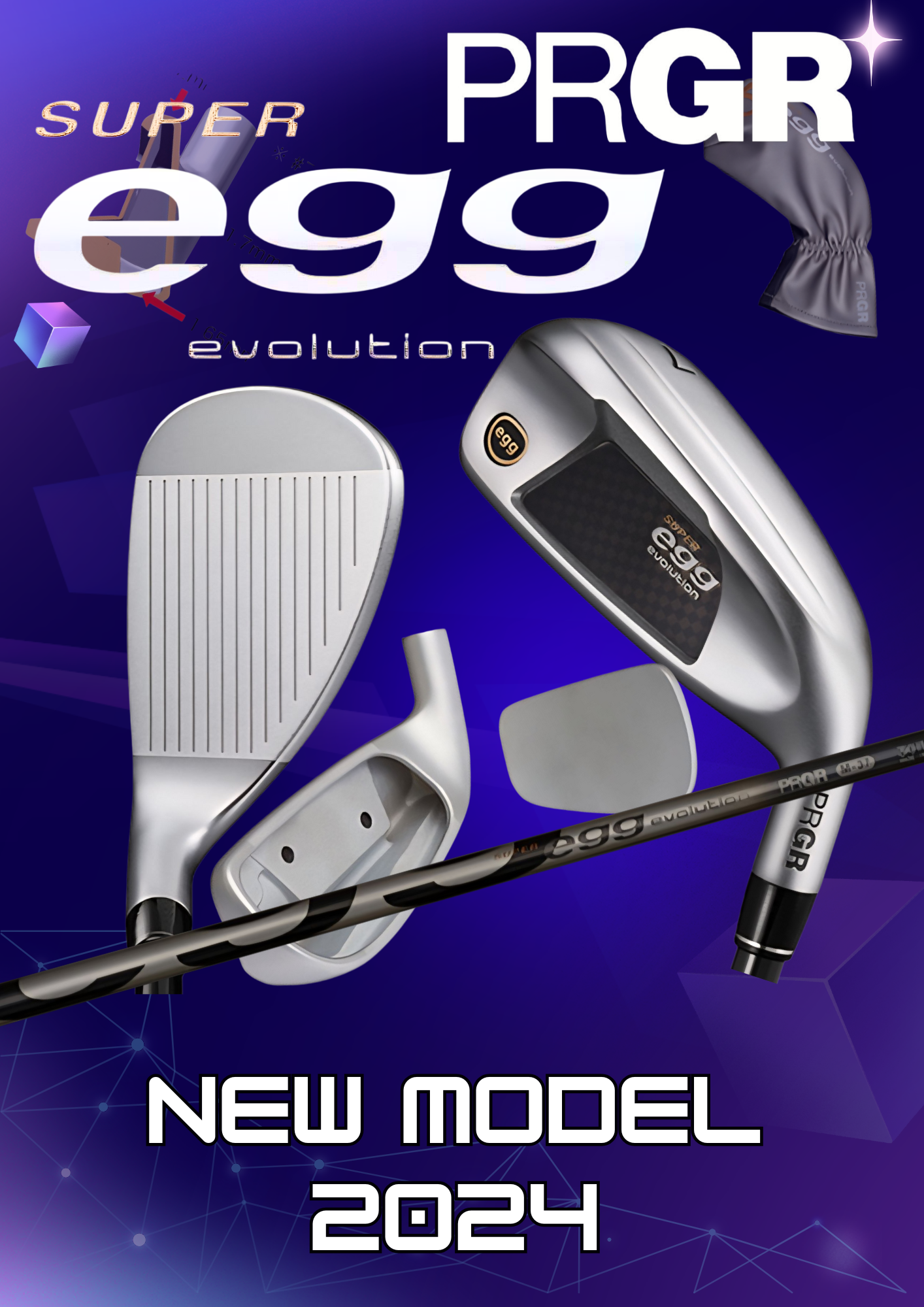 Iron set PRGR Super Egg Evolution 7-9, Pw, Aw ( 5 pcs. ) ( M-35 ) New Model 2024 หน้าเด้งเกินกฏ !