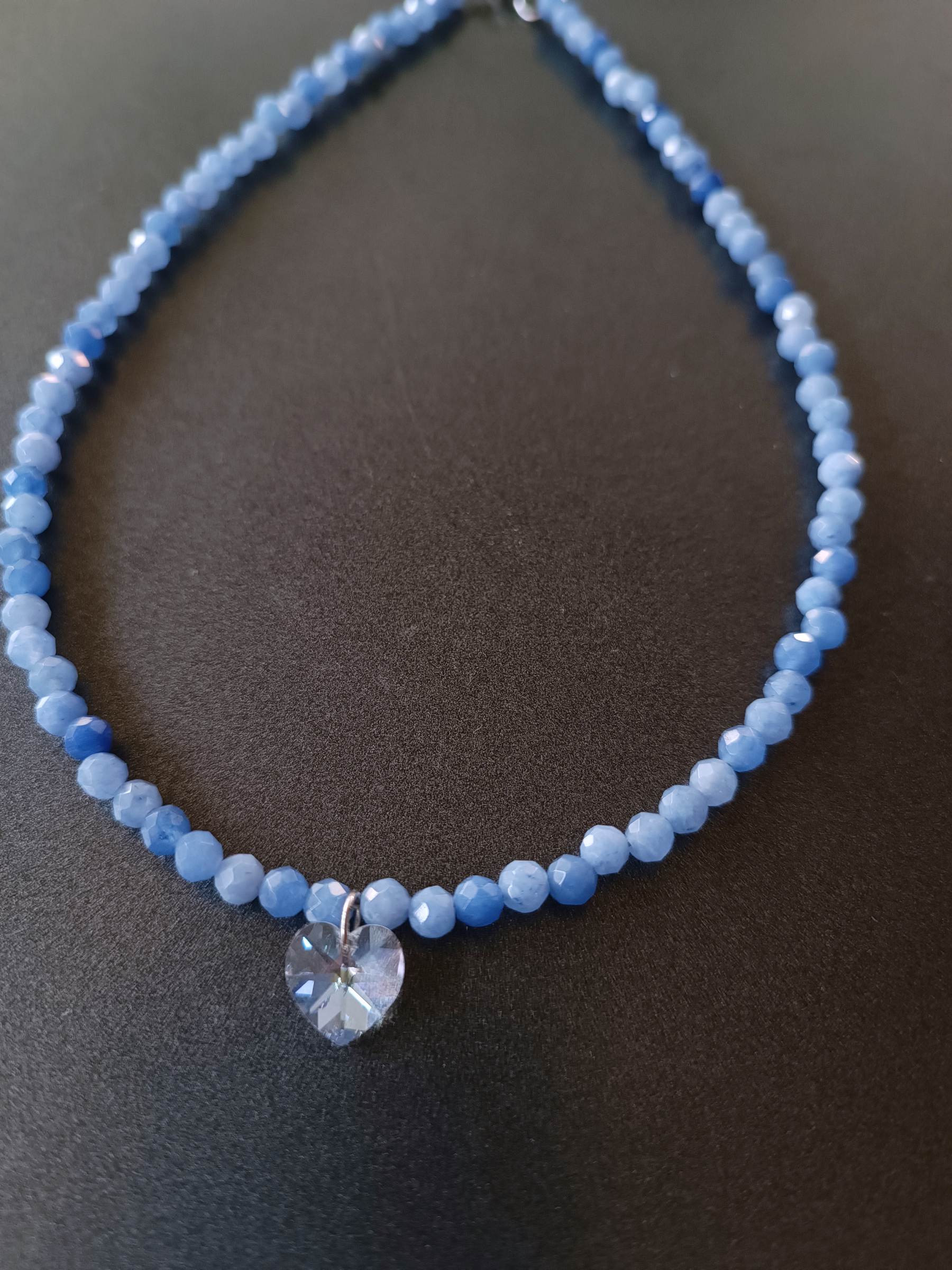 สร้อยคอหินแท้ "POSH" Blue Chalcedony Necklace (เสริมความจำ ปัดเป่าพลังงานลบ)