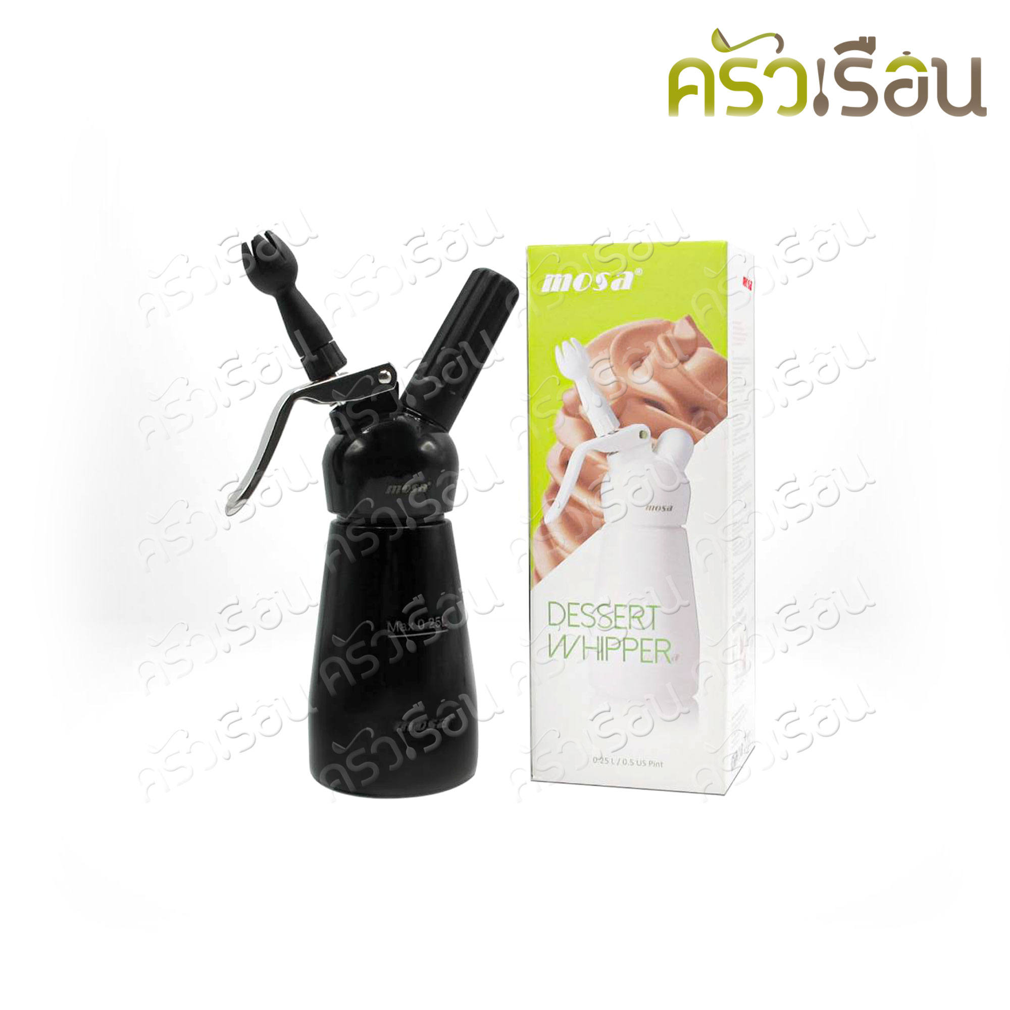 Mosa Cream Whipper ขวดวิปครีม หัวฉีดพลาสติก สีดำ - ขวดอลูมิเนียม สีดำ 0.25 ลิตร