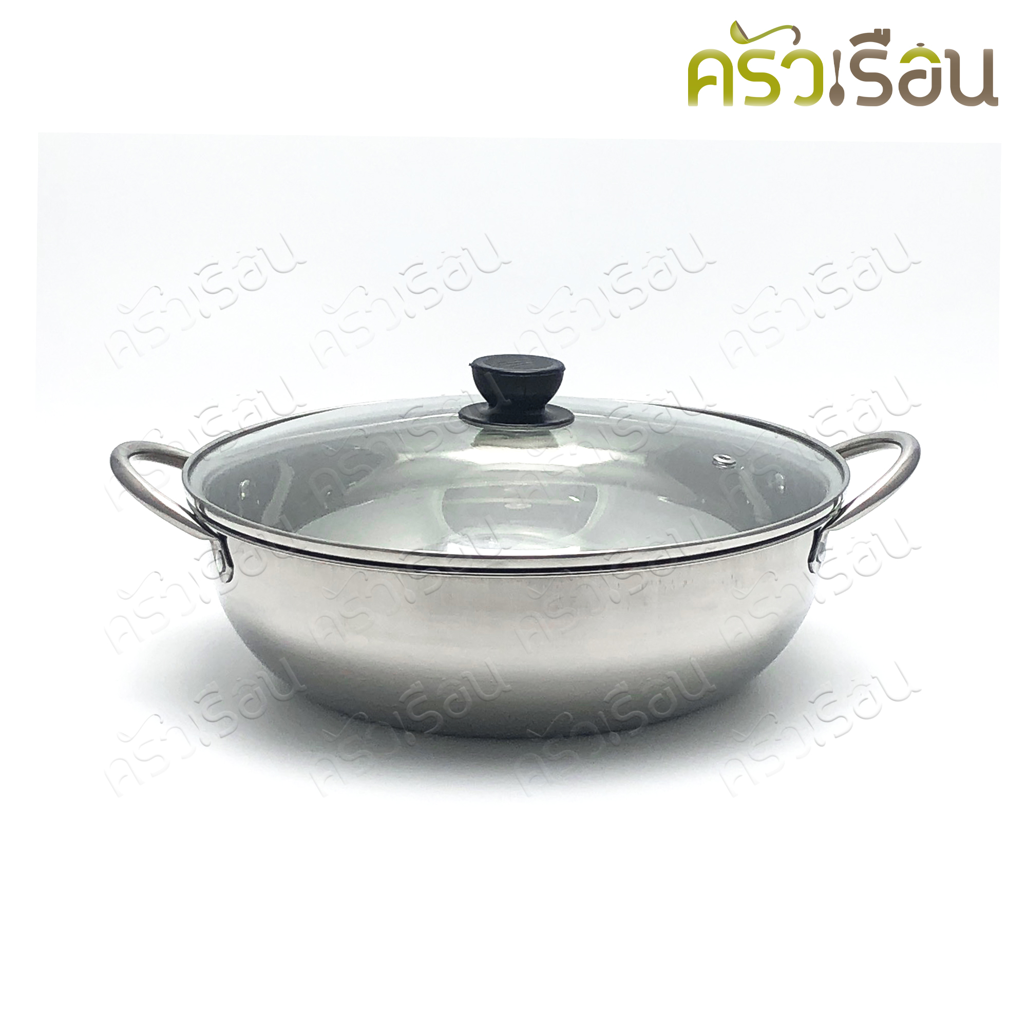 FOFO หม้อสุกี้ / หม้อชาบู 28 ซม. ฝาแก้ว ไม่กั้นช่อง ตราโฟโฟ