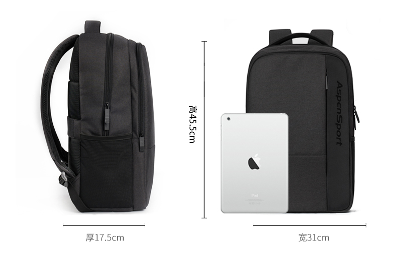 AspenSport Backpack Laptop กระเป๋าสะพายหลัง กระเป๋าโน๊ตบุ๊ค 14-16 นิ้ว กระเป๋าเดินทาง รุ่น AS-B96 ขนาด สีดำ