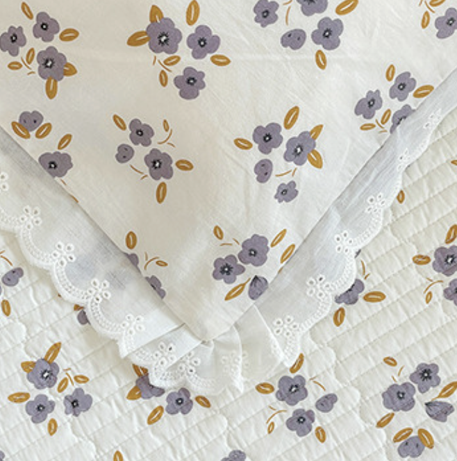 ชุดเครื่องนอนกุหลาบอังกฤษสีเหลือง พรีเมี่ยมเกรด งานส่งเกาหลี เขียวกุหลาบสีเทาครีม คลาสสิคมาก