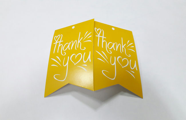ป้ายขอบคุณ Thank You ลายเหลืองขาว ป้ายของวัญ ป้ายห้อยสินค้า