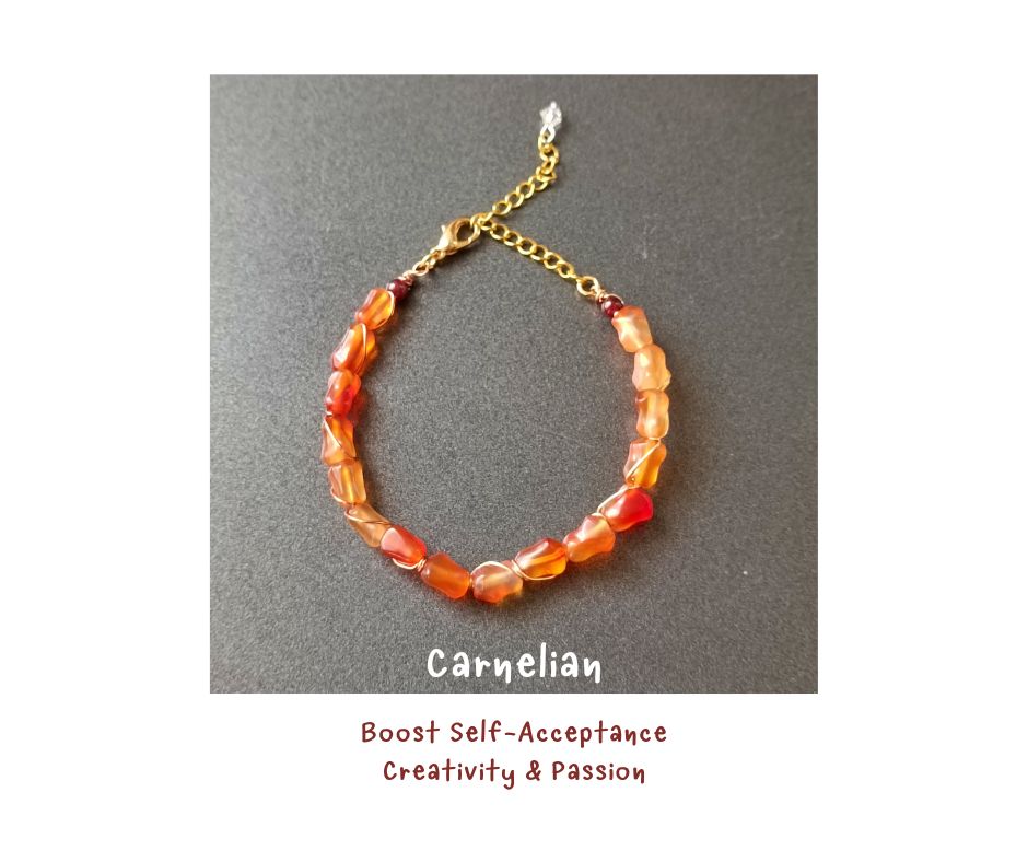 สร้อยข้อมือหินแท้ "Twisted" Carnelian Bracelet (ปลุกไฟจินตนาการ ความสร้างสรรค์ สำหรับคนทำงานศิลปะ)