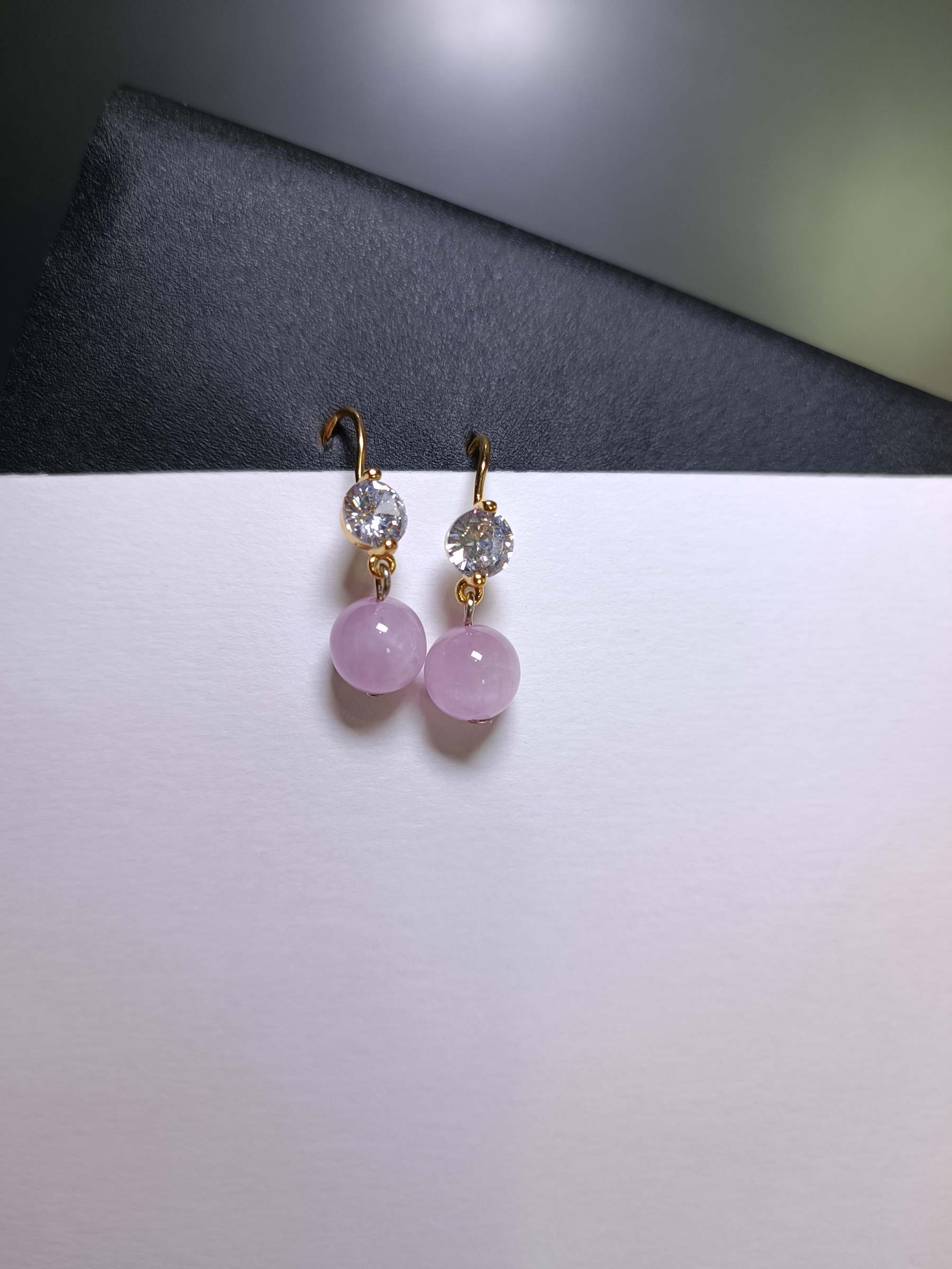 ต่างหูหินแท้ "14K" Kunzite Earrings (เสริมเสน่ห์)