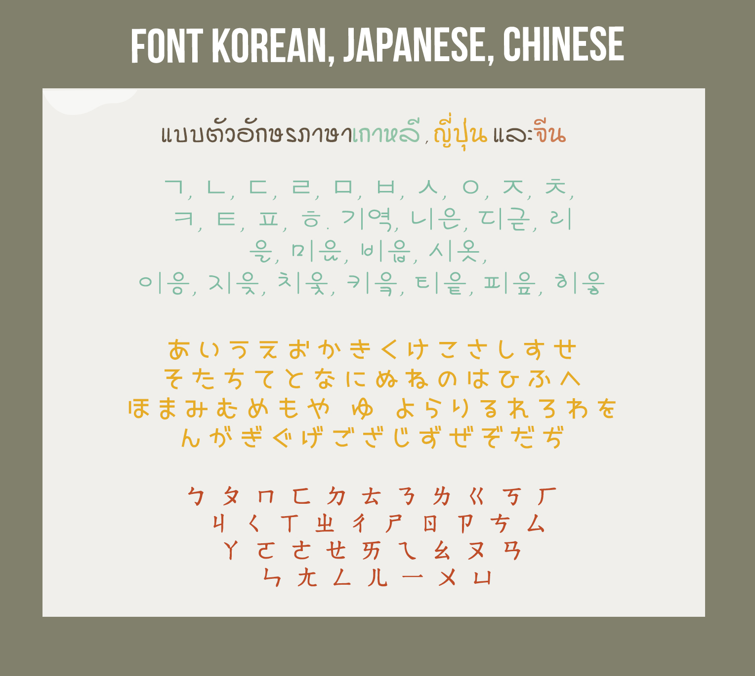 แบบตัวอักษรภาษาจีน เกาหลี ญี่ปุ่น