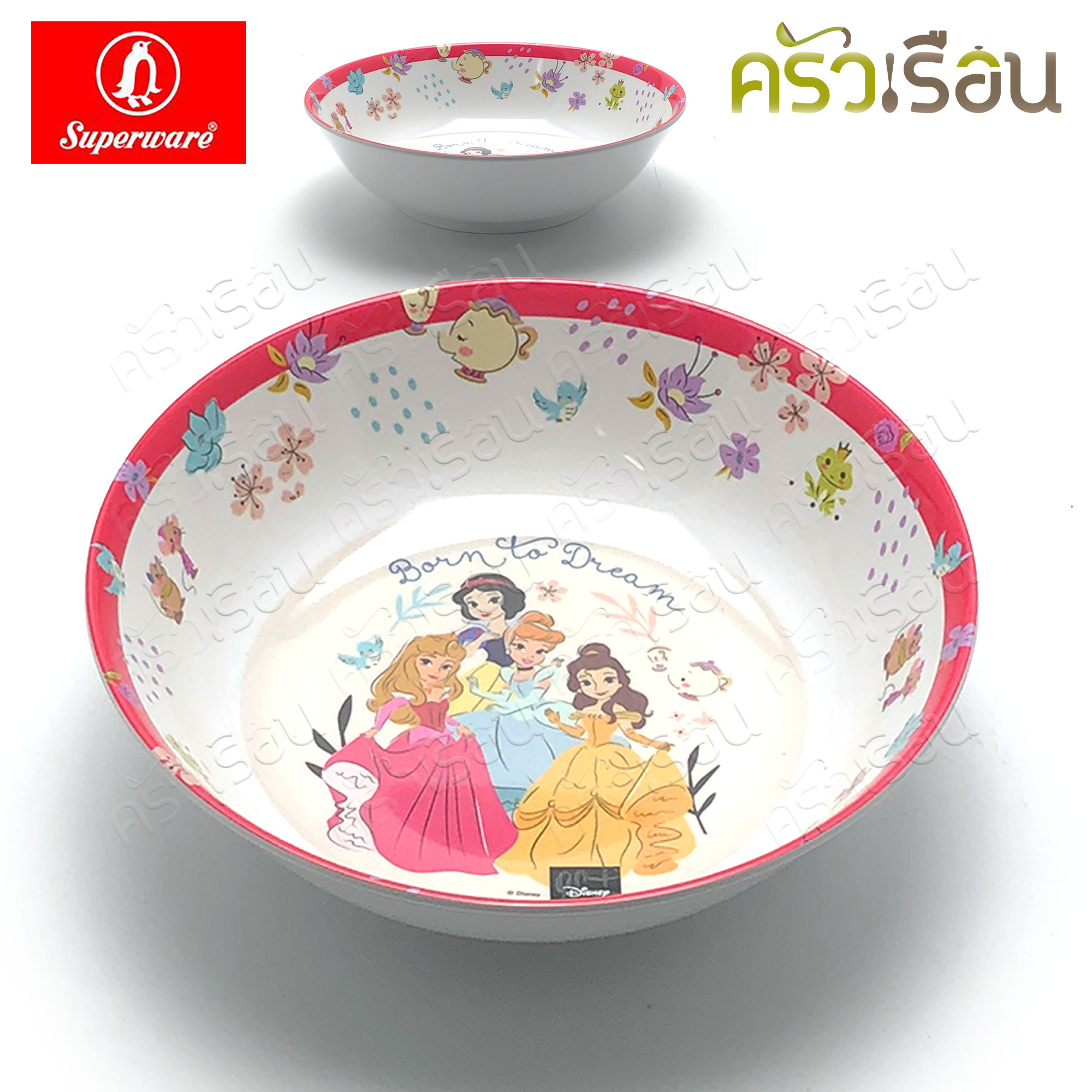 Superware ลาย Heart of Princess เจ้าหญิง Disney [ ราคาต่อชิ้น ] จาน หรือ ชาม หรือ ช้อนส้อม หรือ แก้วน้ำ เมลามีน