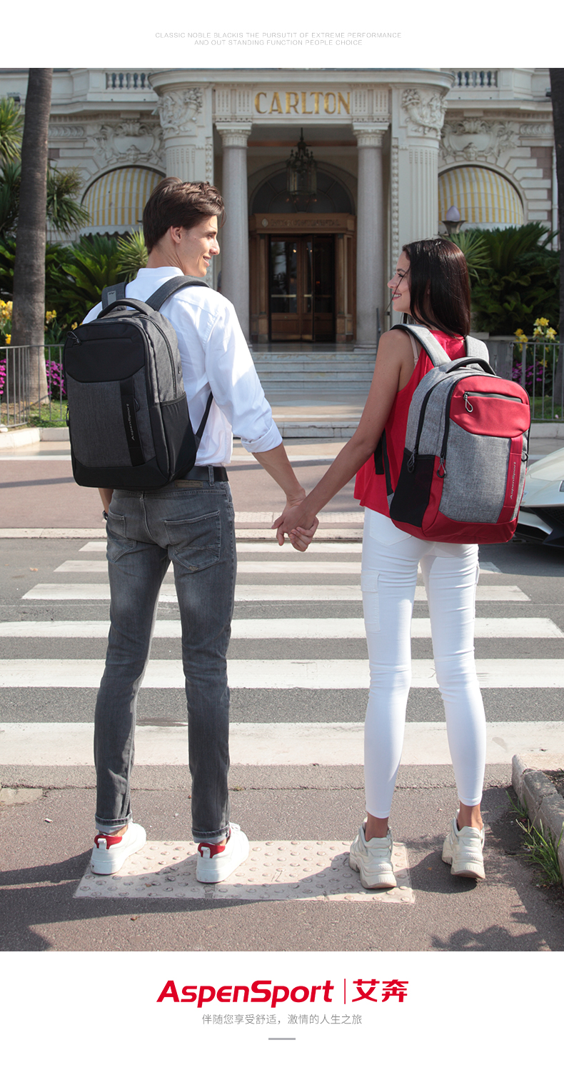 AspenSport Backpack Laptop กระเป๋าสะพายหลัง กระเป๋าโน๊ตบุ๊ค 14-16 นิ้ว กระเป๋าเดินทาง รุ่น AS-B80 ขนาด สีเทา-ดำ