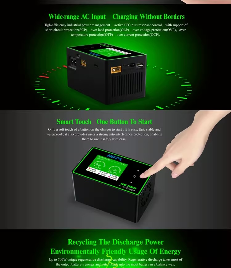 Hota H6 Pro Duo AC 200W DC 700W เครื่องชาร์จแบตเตอรี่ BALANCE 26A 1-6S Lipo NiMH li-ion Ni-Cd discharger
