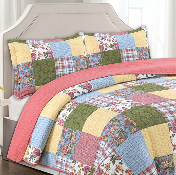 ชุดเครื่องนอนวินเทจ 3 ชิ้น งานควิลท์ สีสดใสน่ารัก