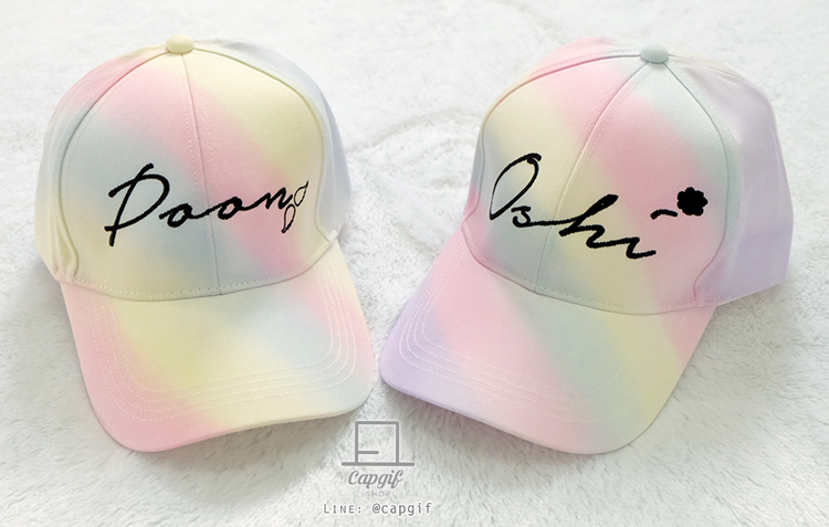 หมวกพาสเทลปักชื่อ รุ่นหมวกแก๊ปสีรุ้ง