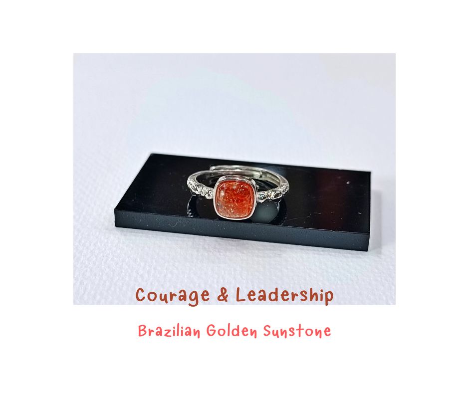 Natural Sanidine "Sunstone" Ring แหวนหินแท้ ซันสโตน (เสริมพลังงาน อำนาจ ขับเคลื่อนความเป็นผู้นำ)