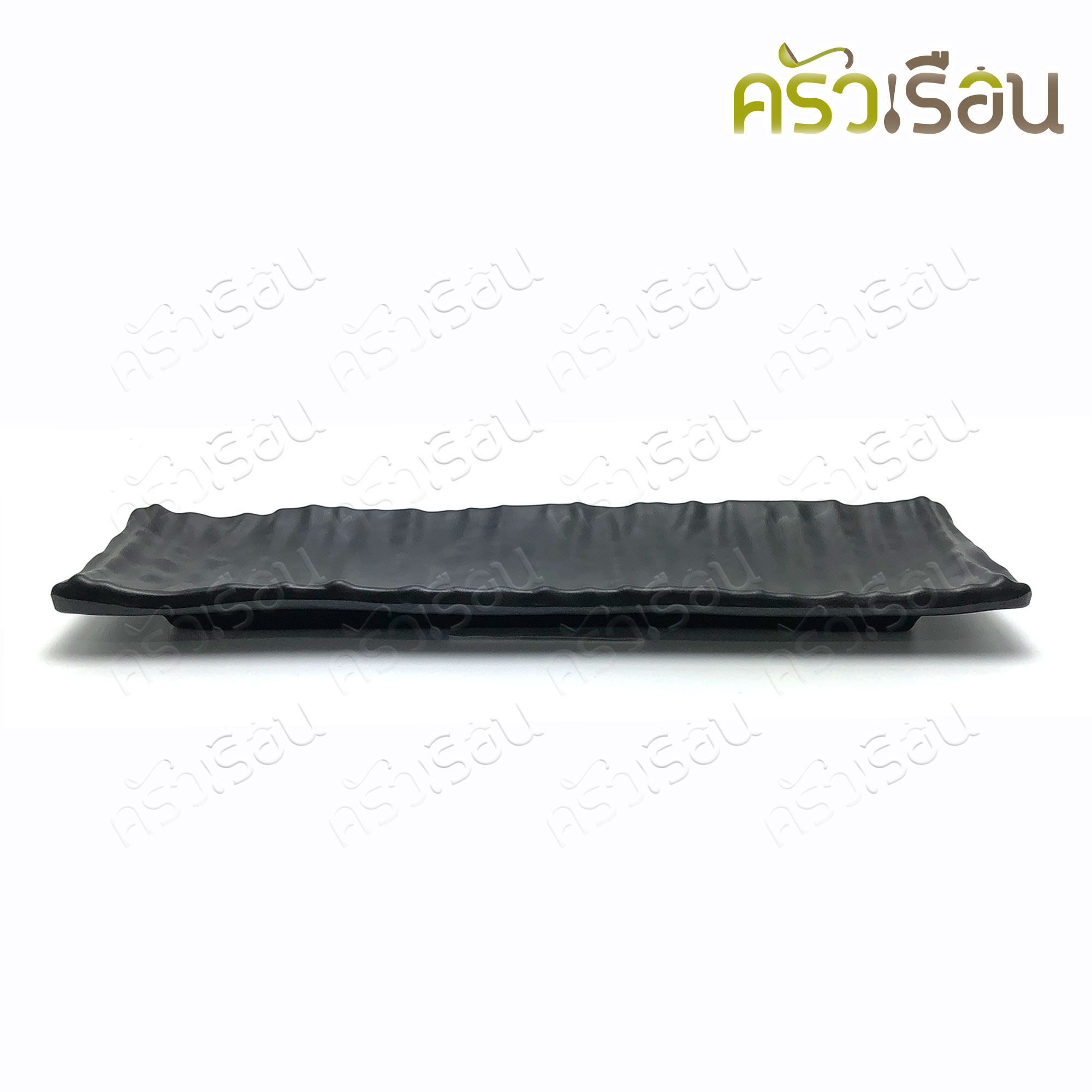 SUMO จานสี่เหลี่ยมผืนผ้า เมลามีน สีดำด้าน ลายคลื่น 9.44 นิ้ว JP535-9.25 จานเมลามีน จานสีดำ จานซูชิ