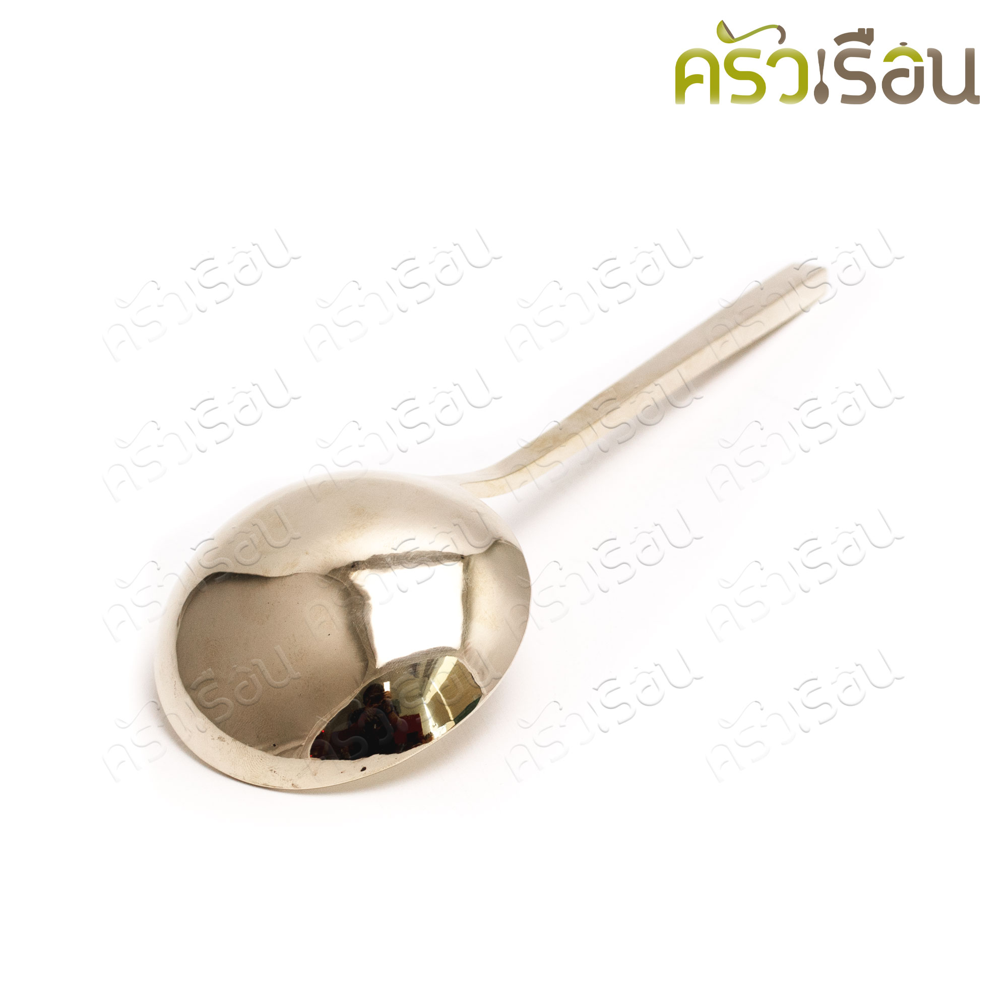 BRASS ช้อนซุป หน้าใหญ่ / ช้อนเสิร์ฟ ทองเหลืองแท้ ด้ามเรียบ 6.5 x 19 ซม. Brass Spoon ช้อนทองเหลือง ทัพพีซุป