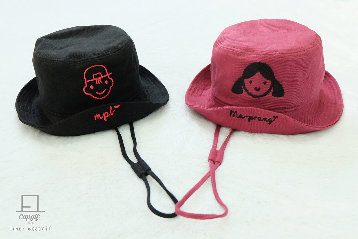 หมวกบักเก็ต(bucket)แบบผูกคางปักชื่อ