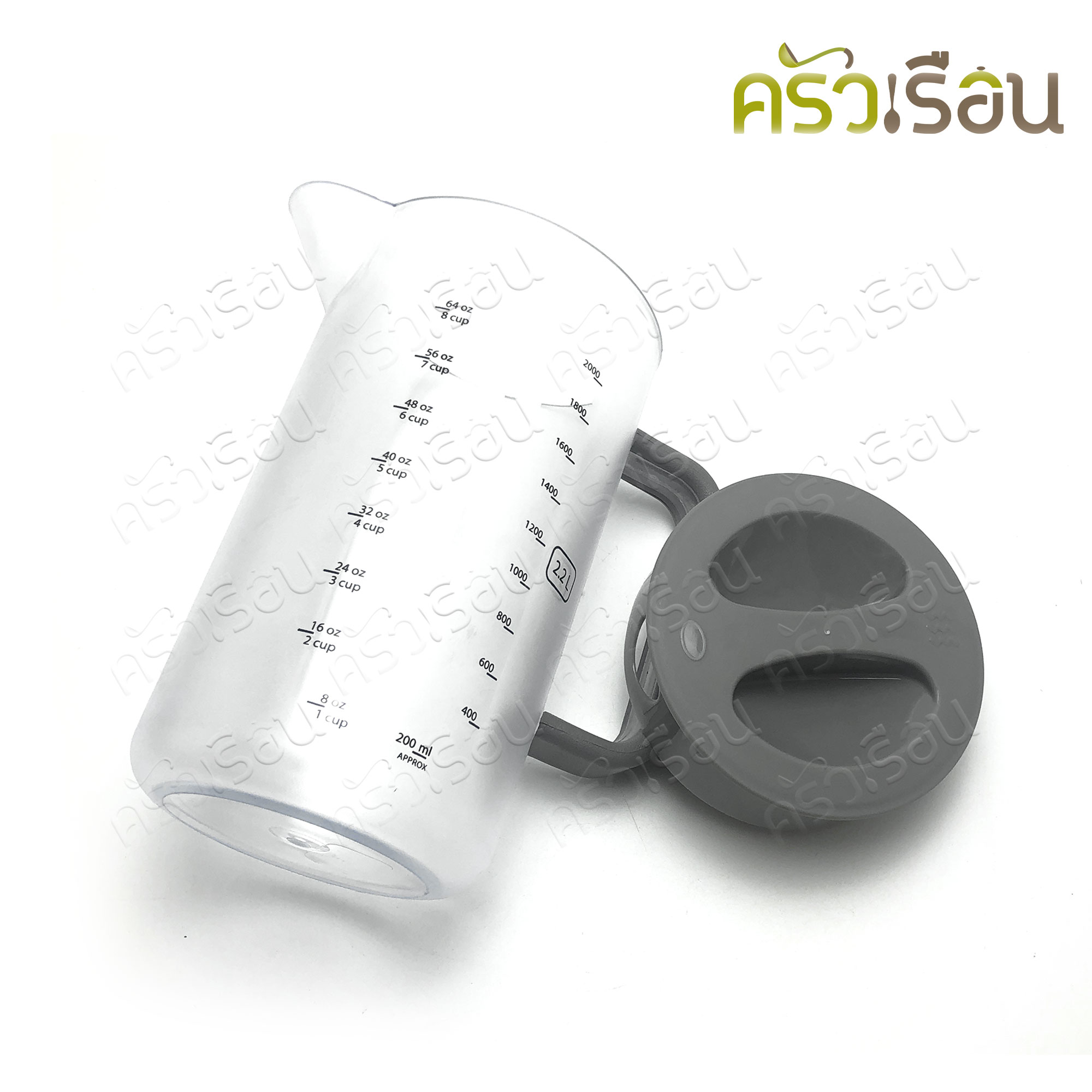 Reangwa Standard round plastic water jug, with scale, 2.2 liters, 13 x 23 cm. RW0172, price per piece, pitcher, measuring pitcher.