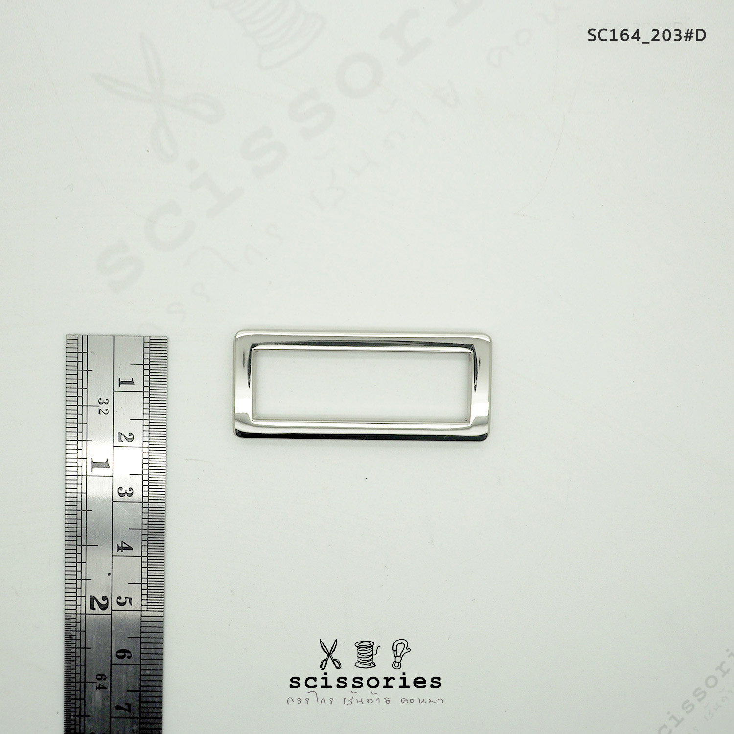 สี่เหลี่ยม 1.5 นิ้ว สีเงิน Silver/2ตัว